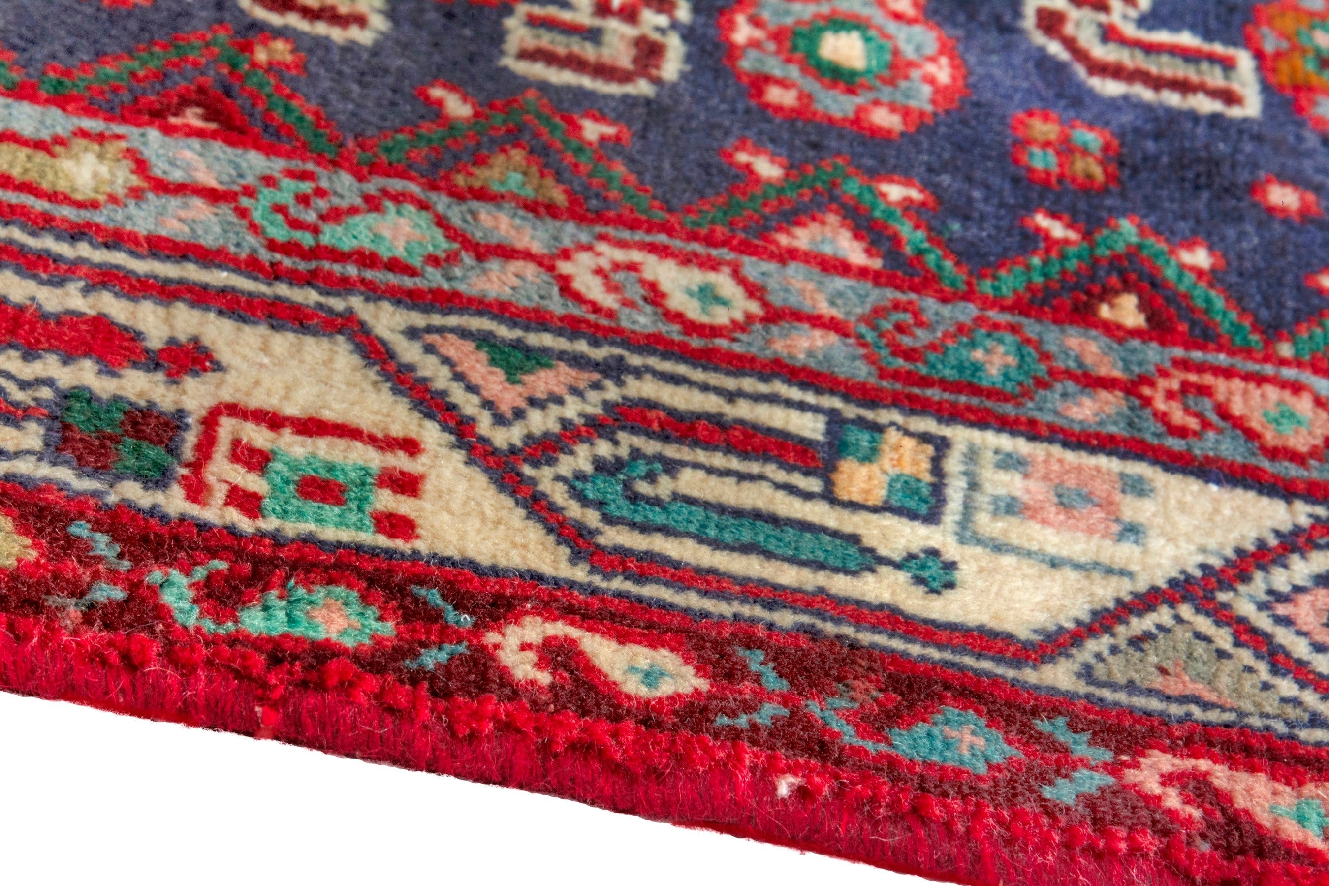 Persian Hamedan runner rug in burgundy and cream, view 4 of 14