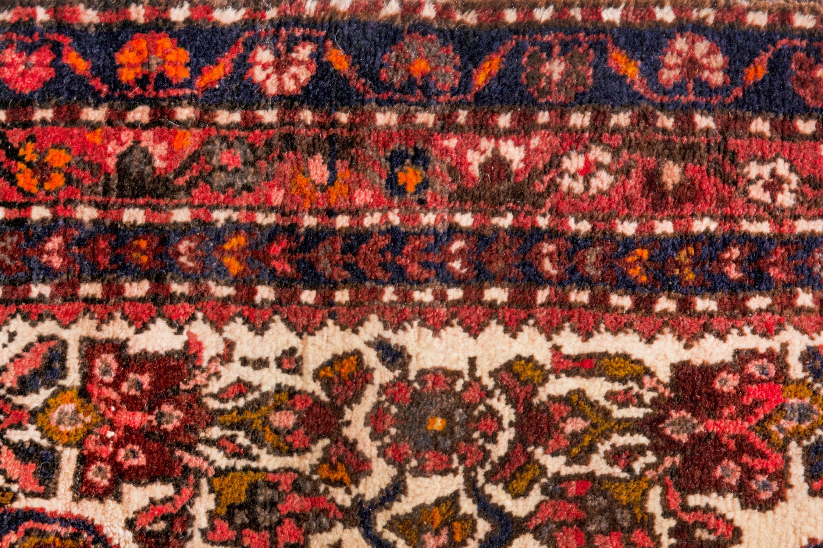 Persian Hamedan runner rug in cream and burgundy, view 13 of 22