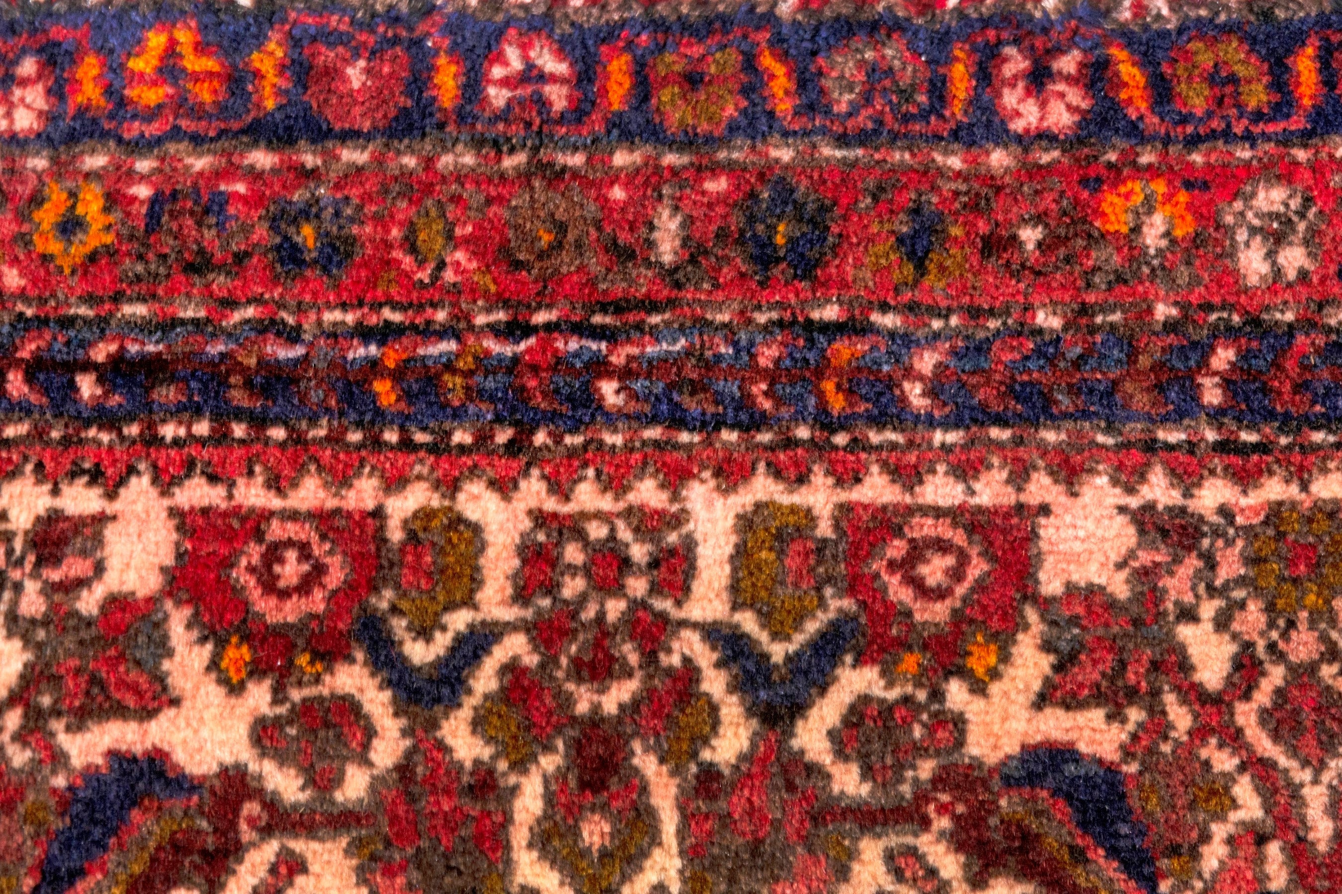 Persian Hamedan runner rug in cream and burgundy, view 14 of 22