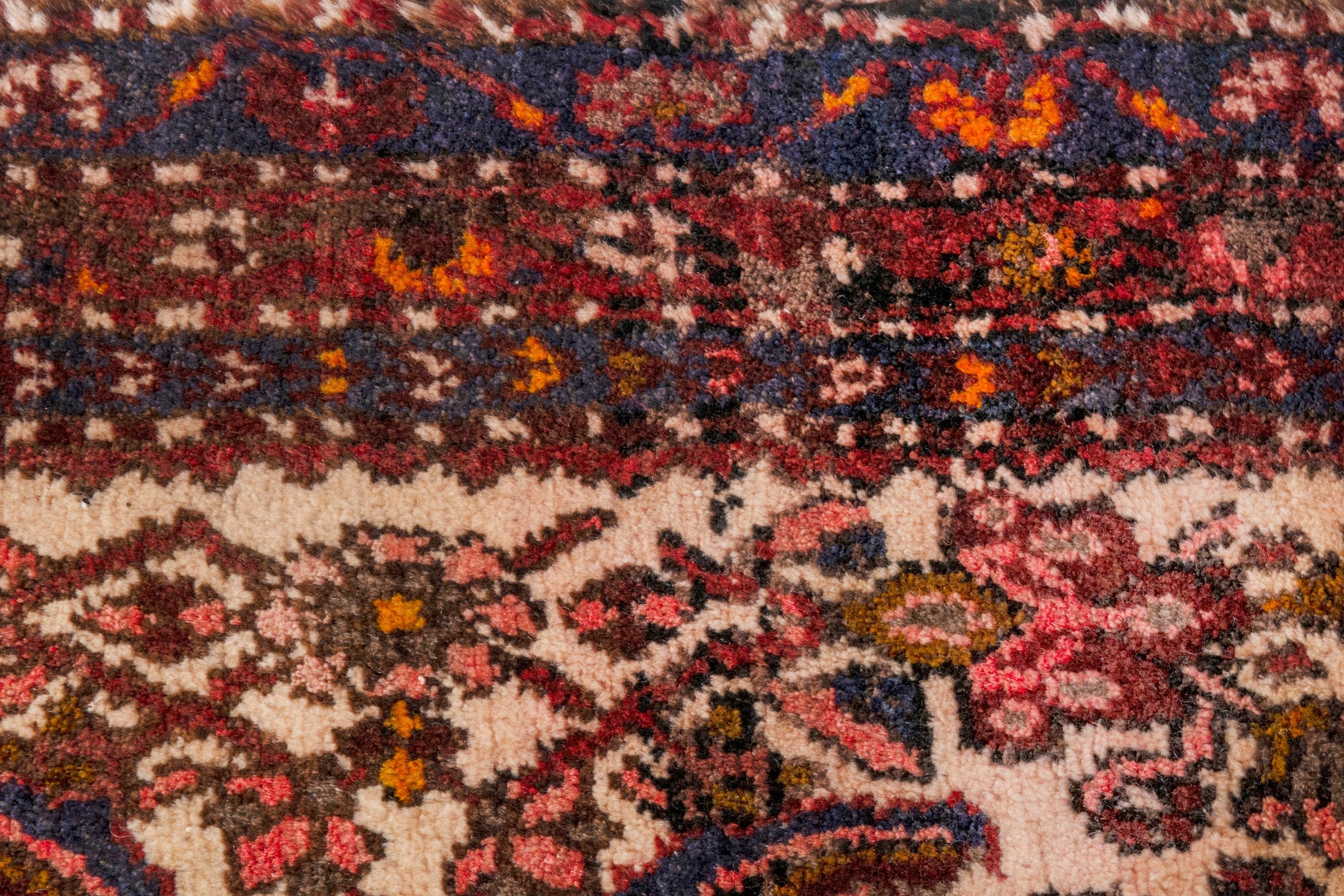 Persian Hamedan runner rug in cream and burgundy, view 15 of 22
