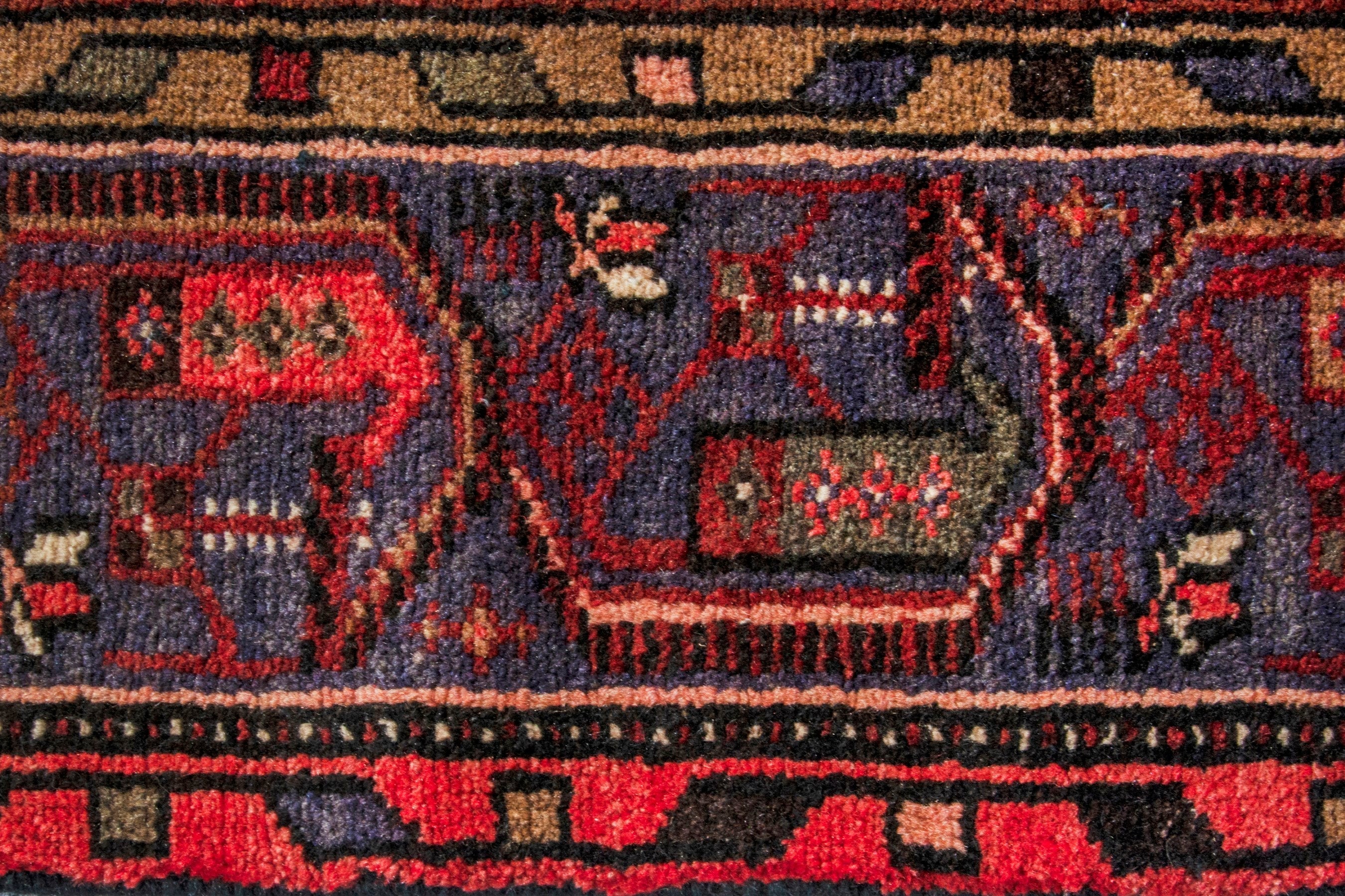 Persian Hamedan area rug in deep red and burgundy, view 13 of 20