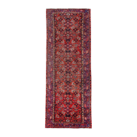 Persian Hamadan runner rug in deep red and burgundy, 4'4" x 11'8"