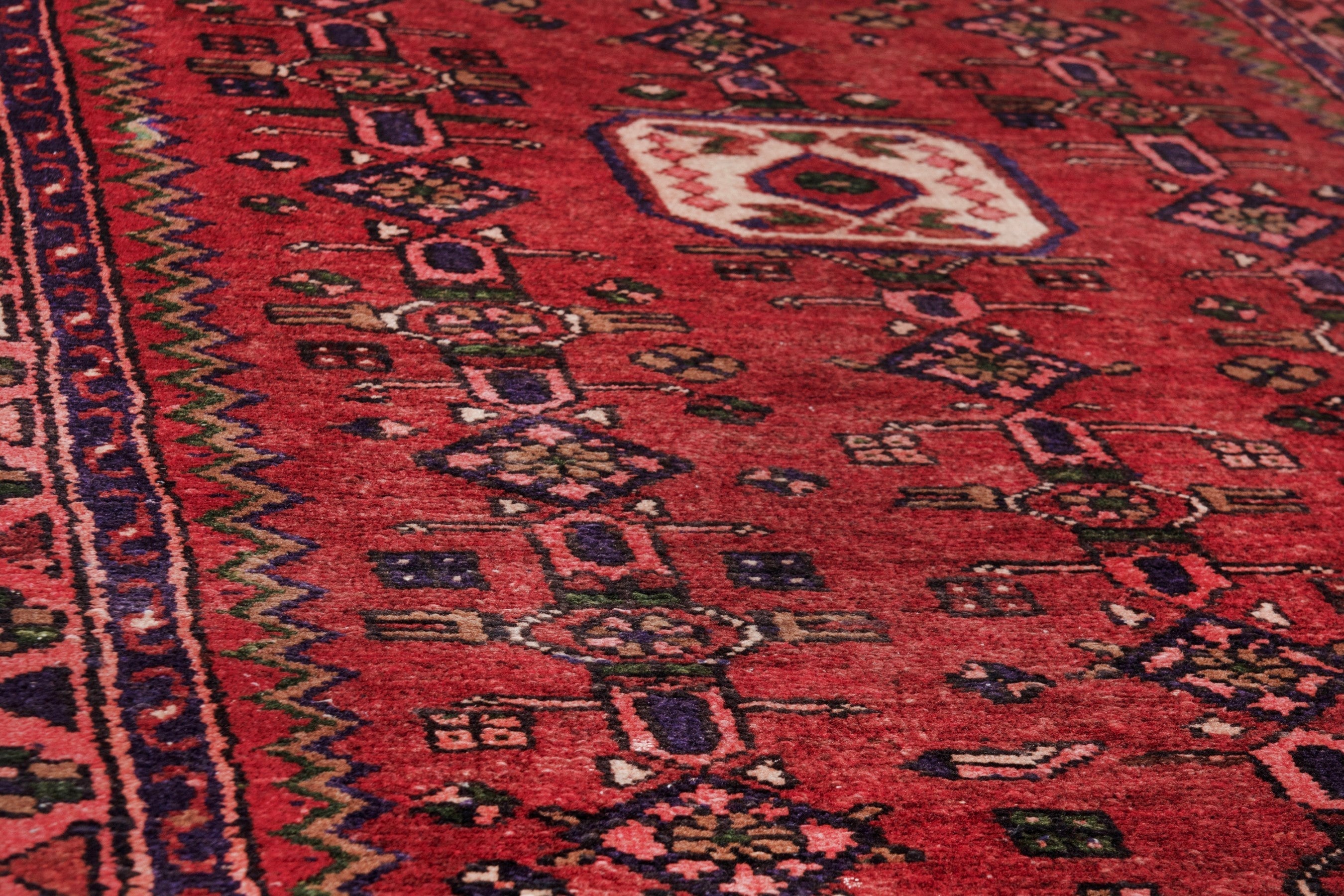 Persian Hamedan runner rug in deep red and burgundy, view 10 of 21