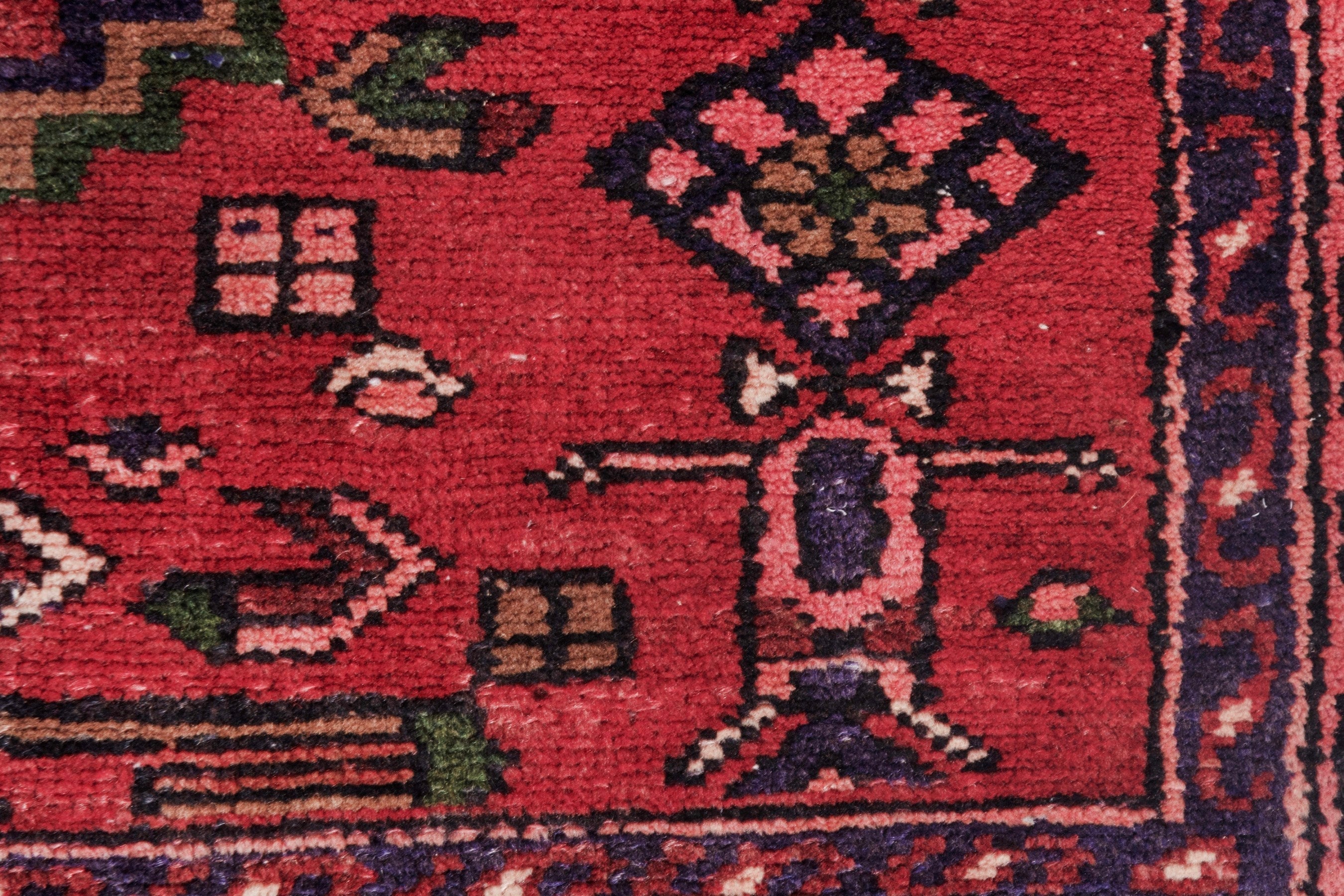 Persian Hamedan runner rug in deep red and burgundy, view 11 of 21