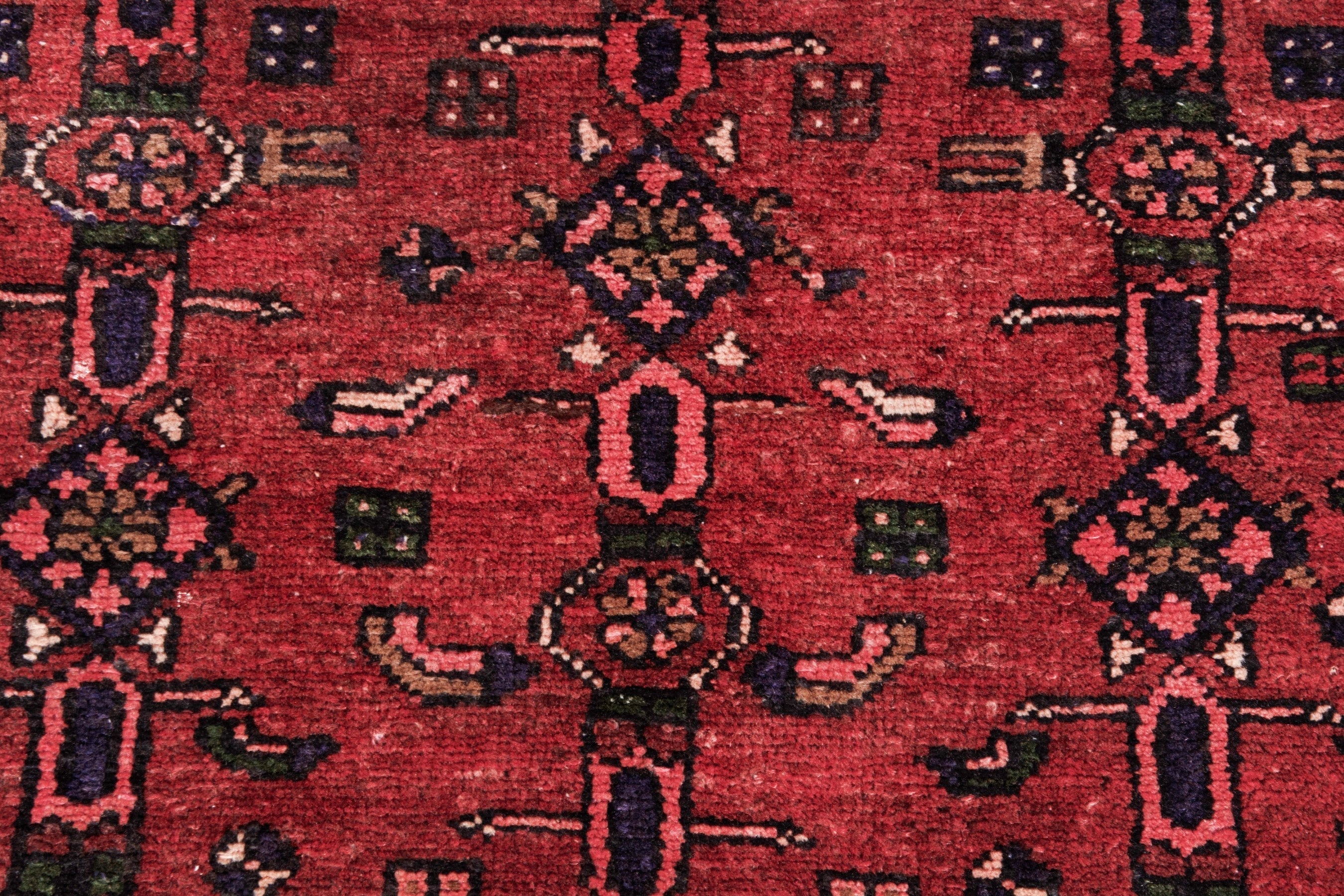 Persian Hamedan runner rug in deep red and burgundy, view 12 of 21