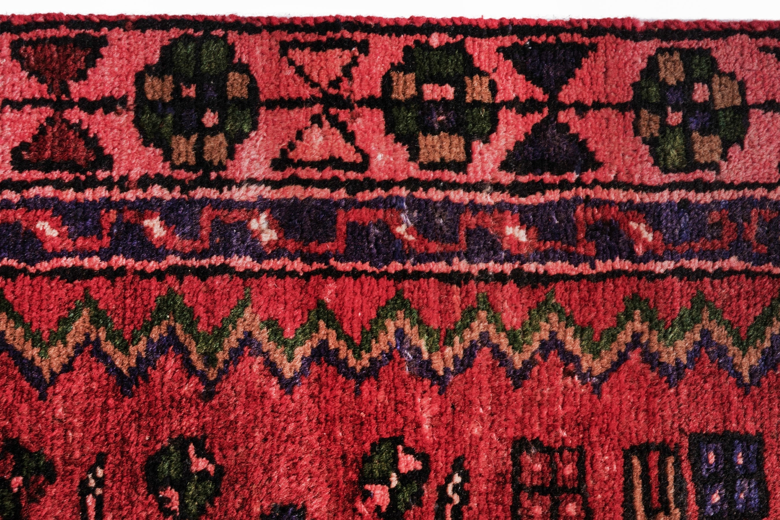 Persian Hamedan runner rug in deep red and burgundy, view 14 of 21