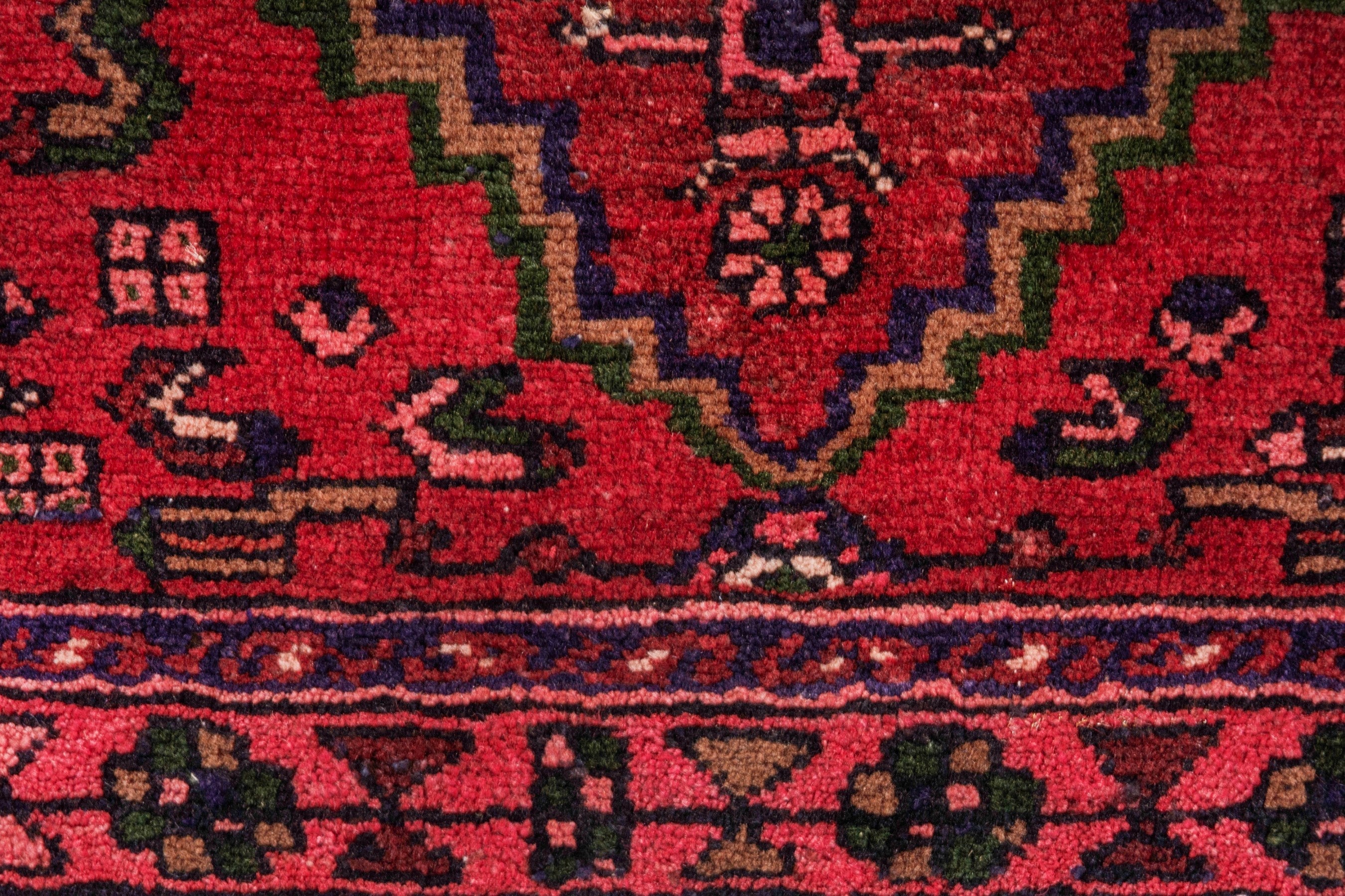 Persian Hamedan runner rug in deep red and burgundy, view 15 of 21