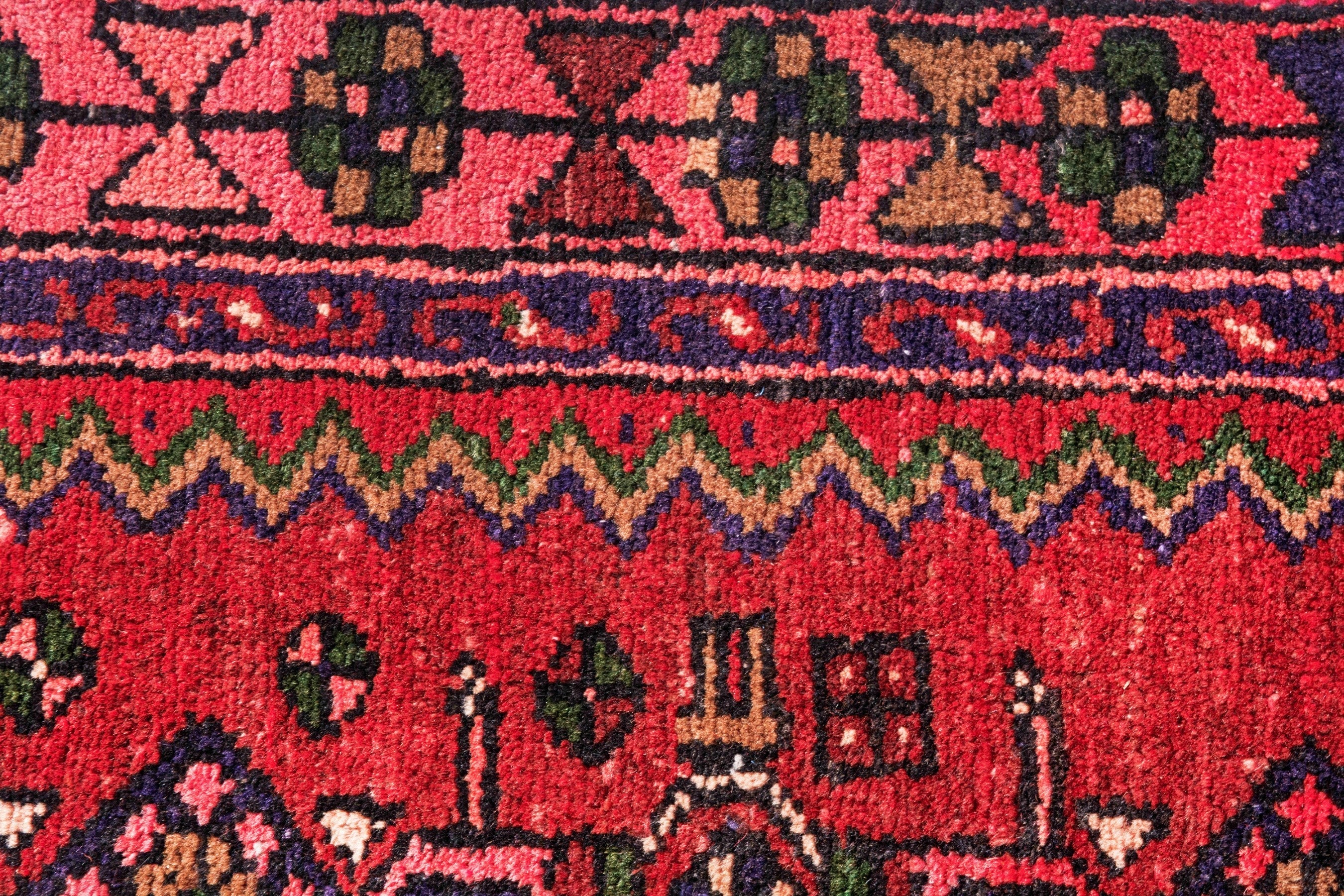 Persian Hamedan runner rug in deep red and burgundy, view 16 of 21
