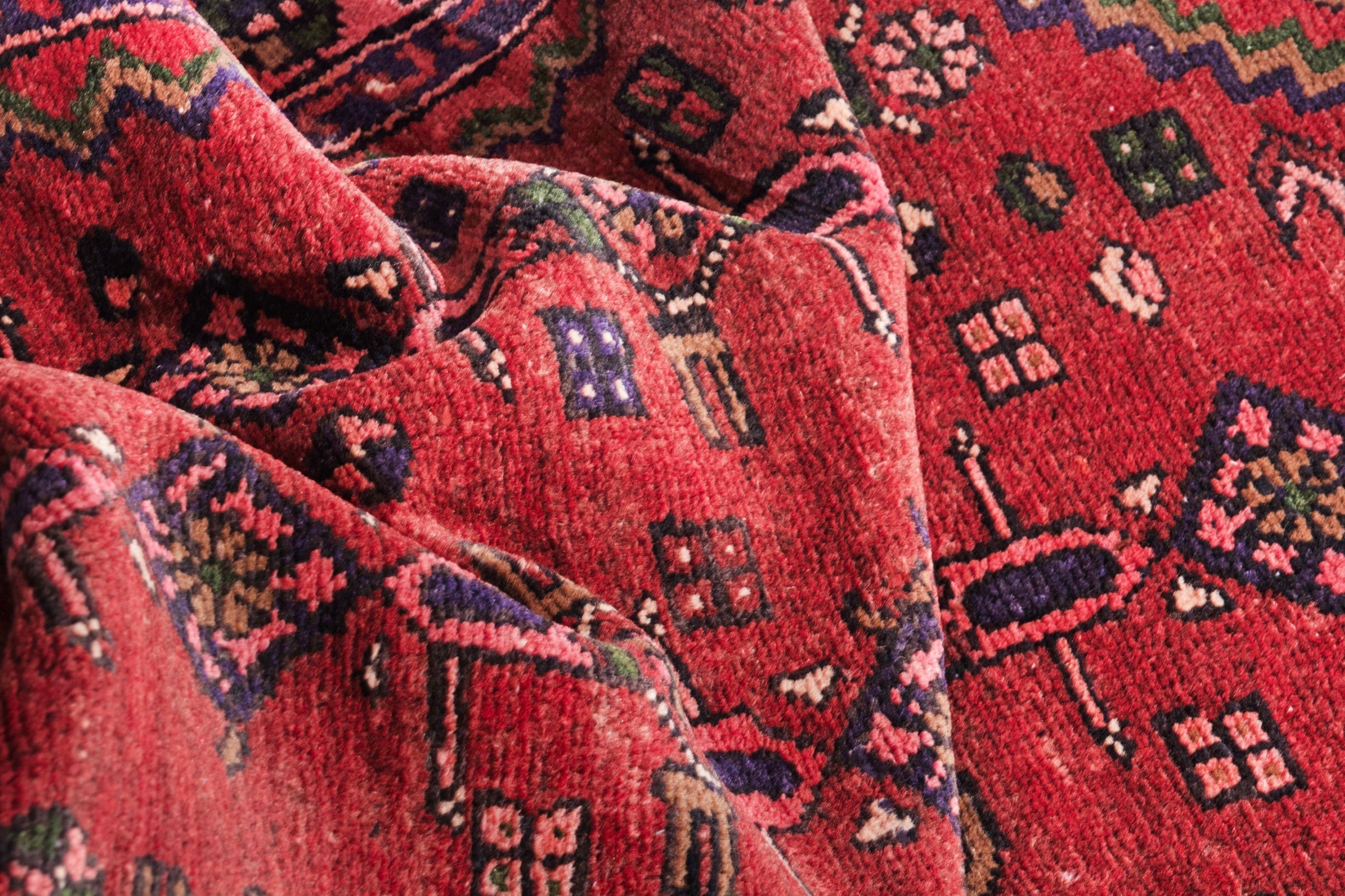 Persian Hamedan runner rug in deep red and burgundy, view 17 of 21