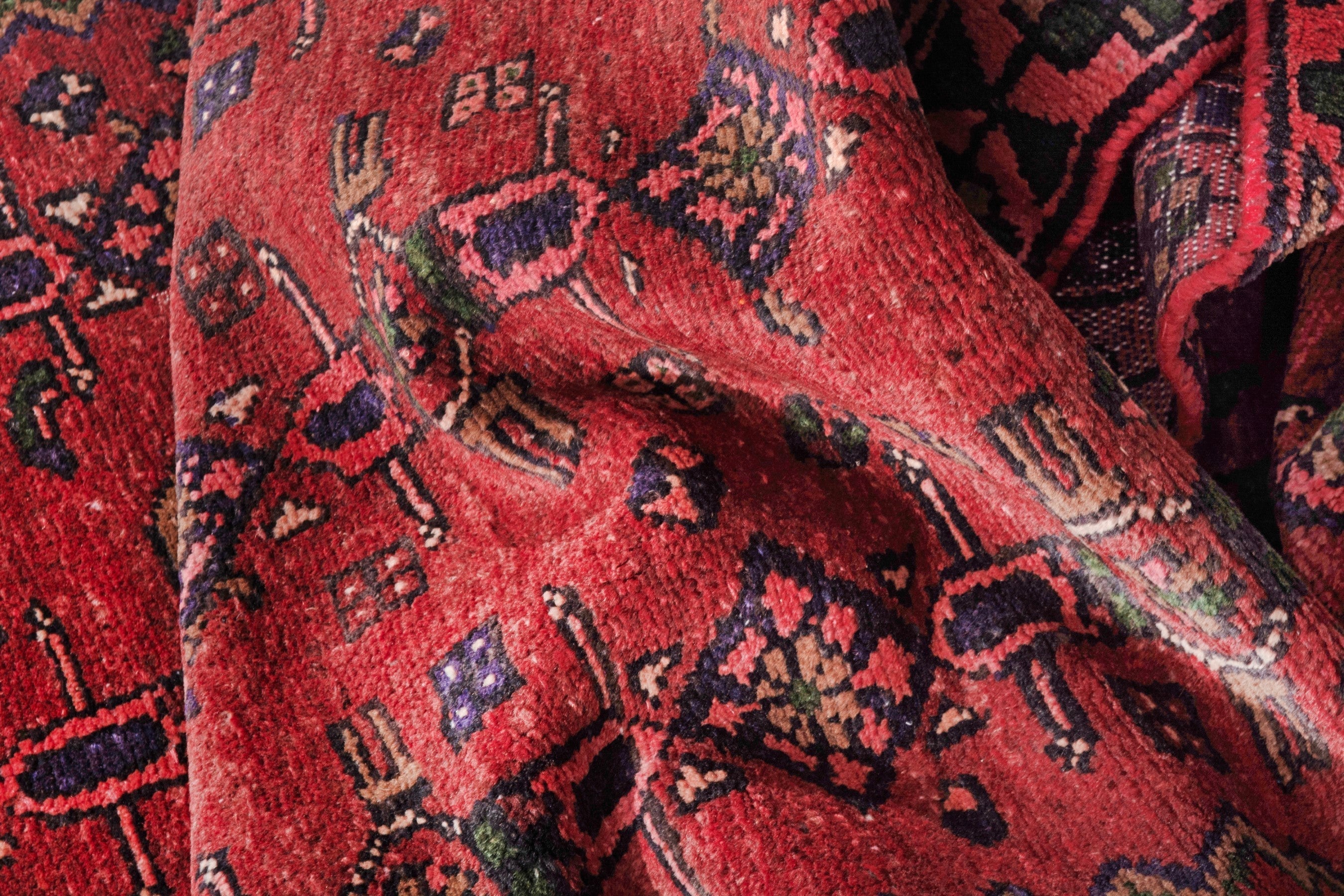 Persian Hamedan runner rug in deep red and burgundy, view 20 of 21