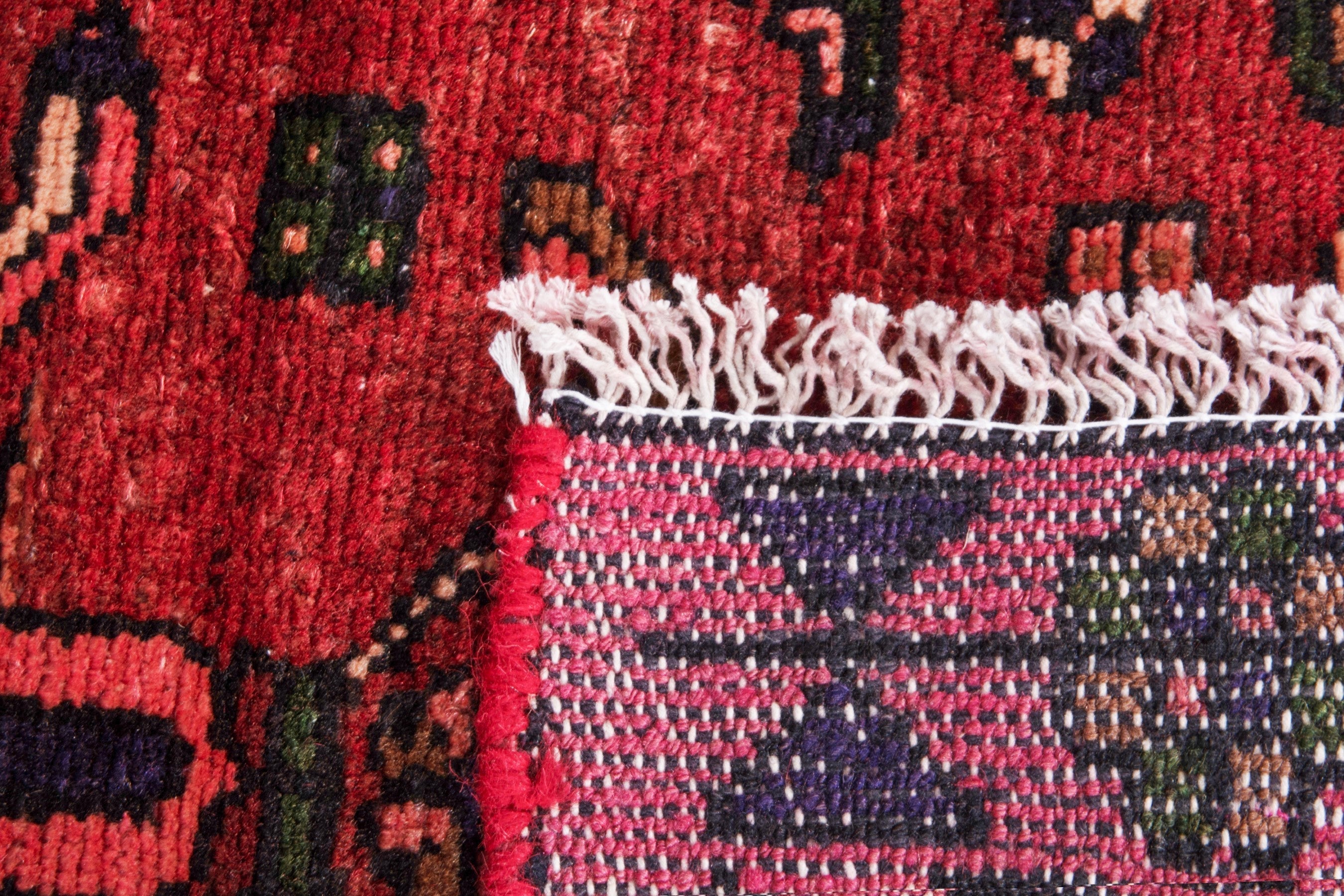 Persian Hamedan runner rug in deep red and burgundy, view 21 of 21