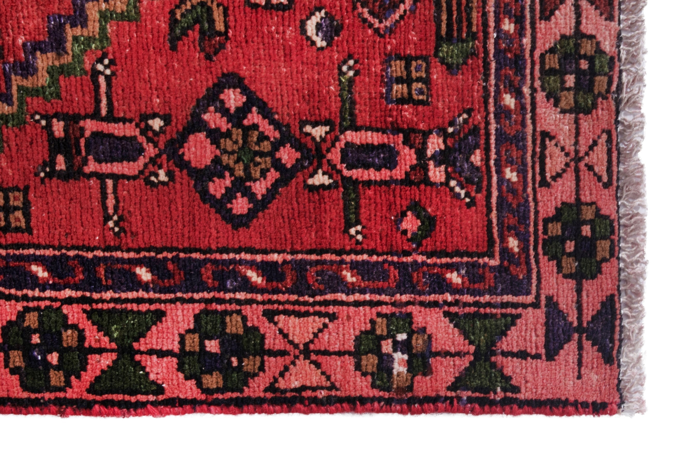 Persian Hamedan runner rug in deep red and burgundy, view 7 of 21