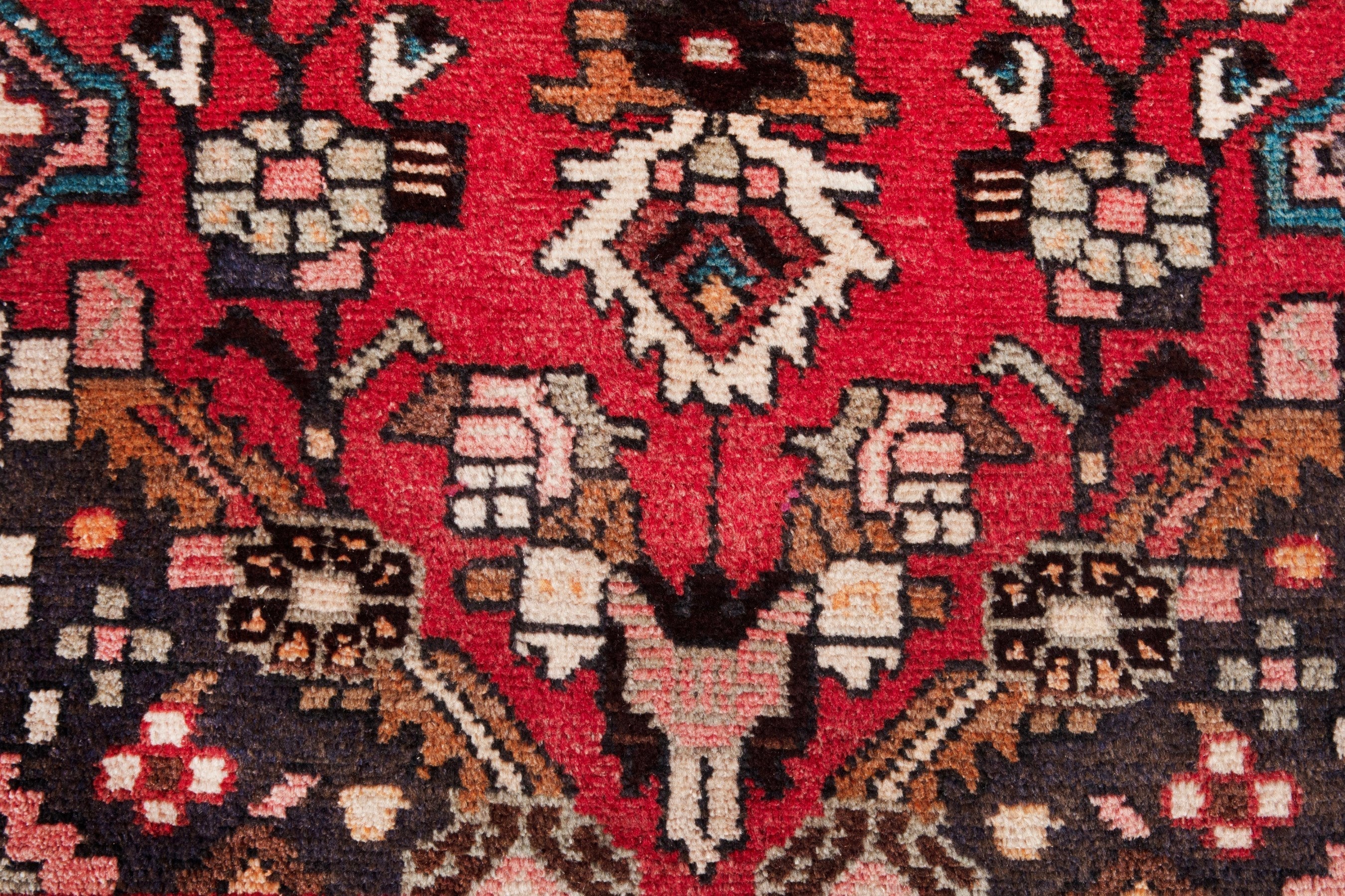 Persian Hamedan runner rug in deep red and cream, view 11 of 17