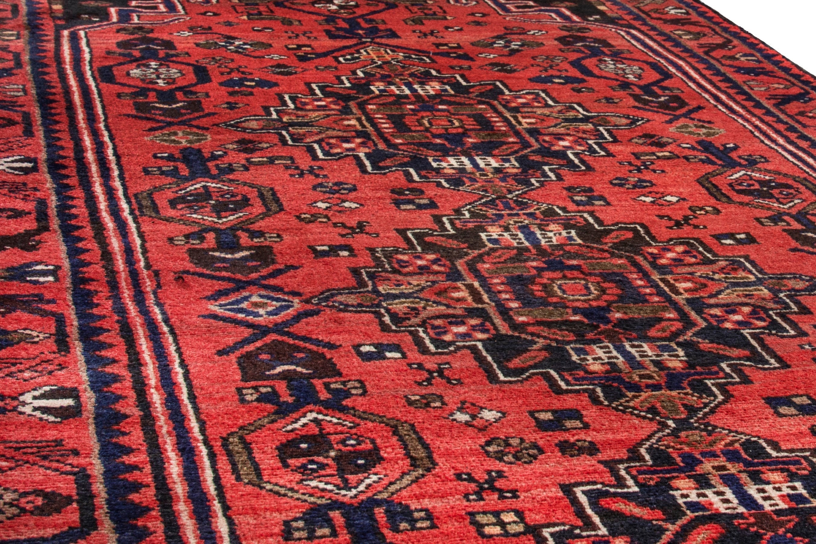 Persian Zanjan runner rug in deep red and burgundy, view 10 of 20