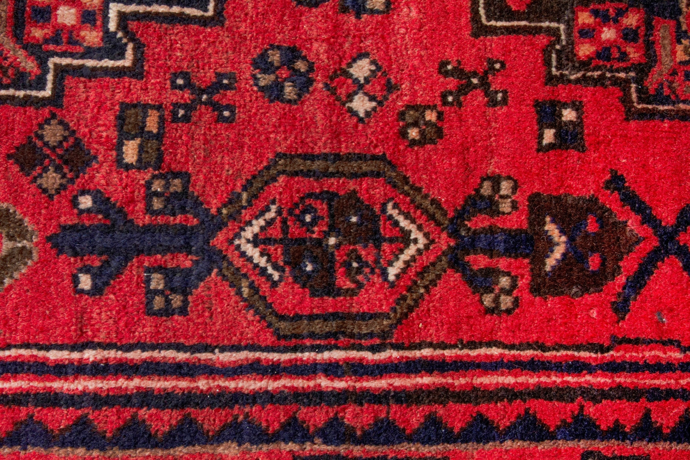 Persian Zanjan runner rug in deep red and burgundy, view 11 of 20