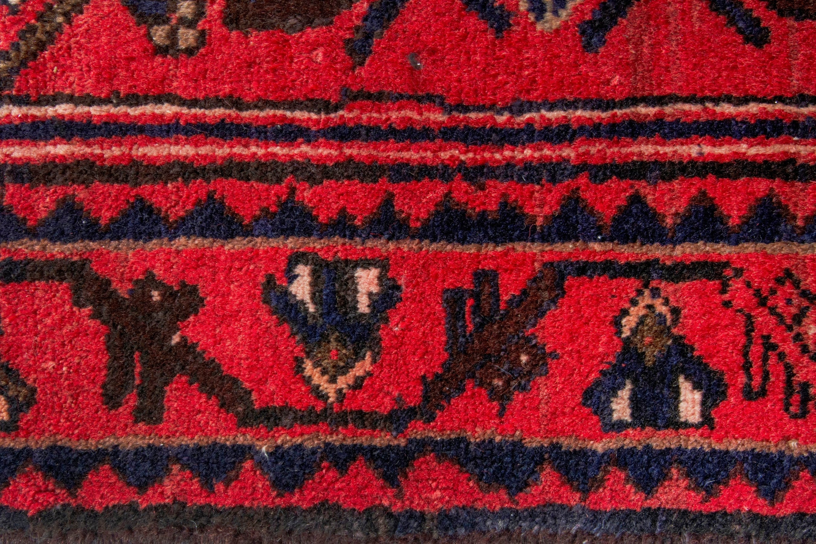 Persian Zanjan runner rug in deep red and burgundy, view 12 of 20
