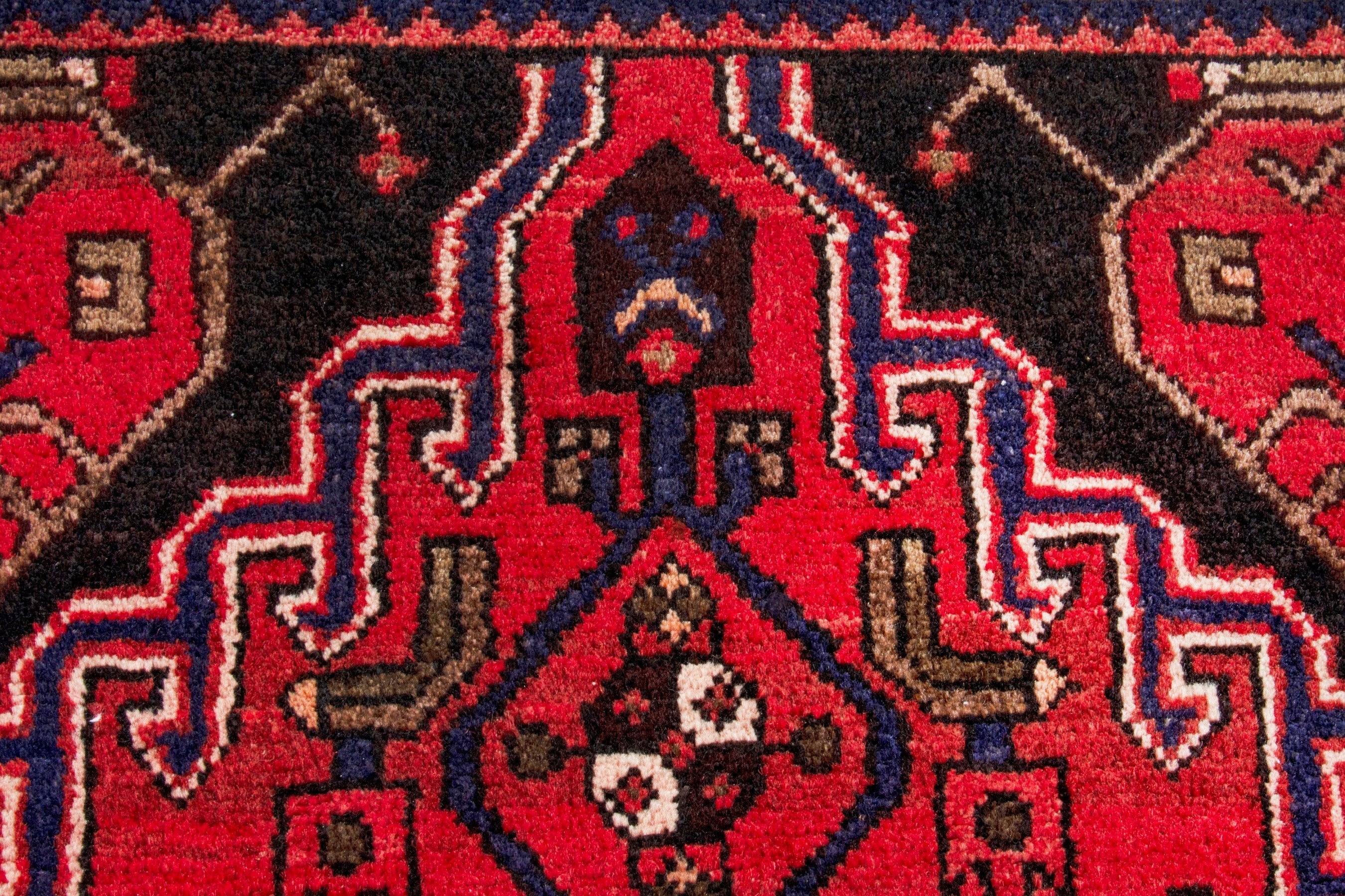 Persian Zanjan runner rug in deep red and burgundy, view 13 of 20