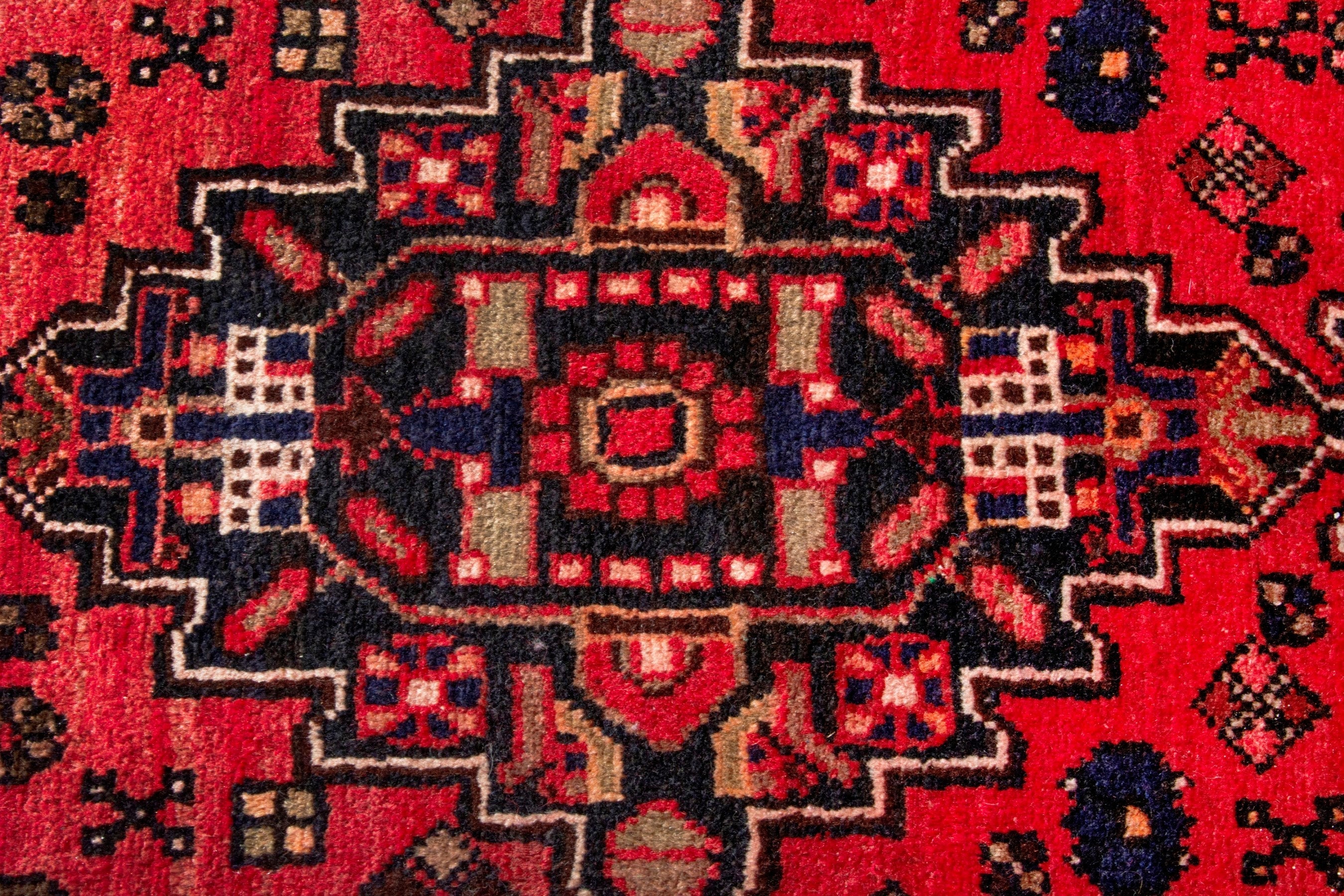 Persian Zanjan runner rug in deep red and burgundy, view 14 of 20