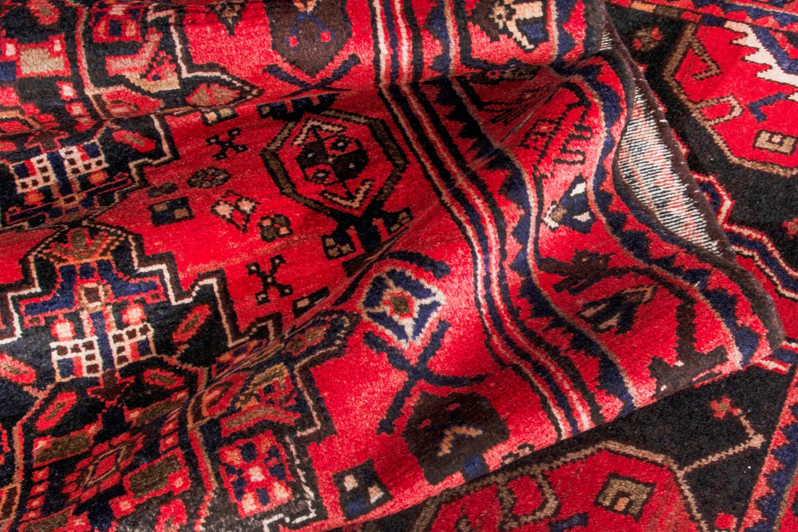 Persian Zanjan runner rug in deep red and burgundy, view 15 of 20