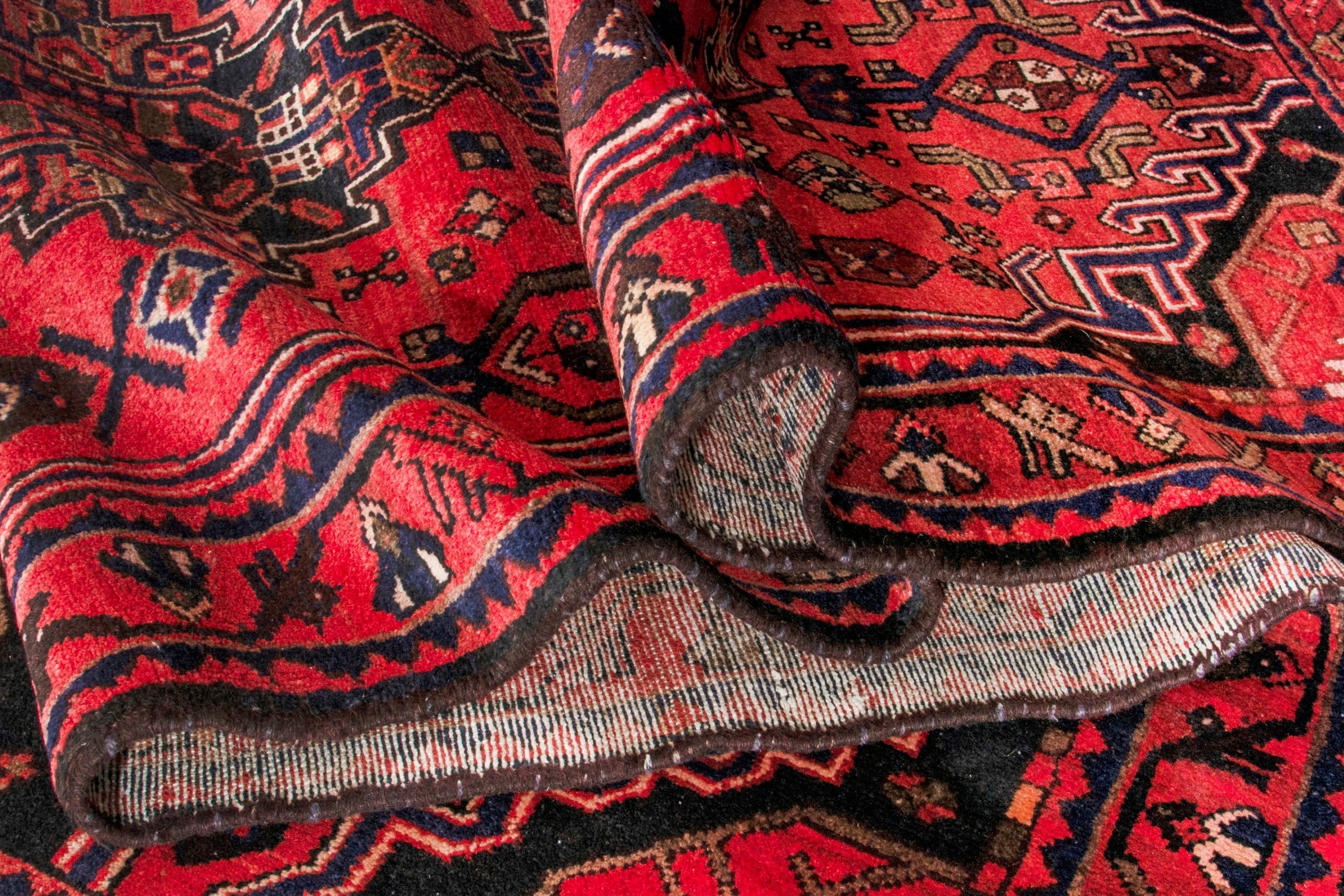 Persian Zanjan runner rug in deep red and burgundy, view 16 of 20