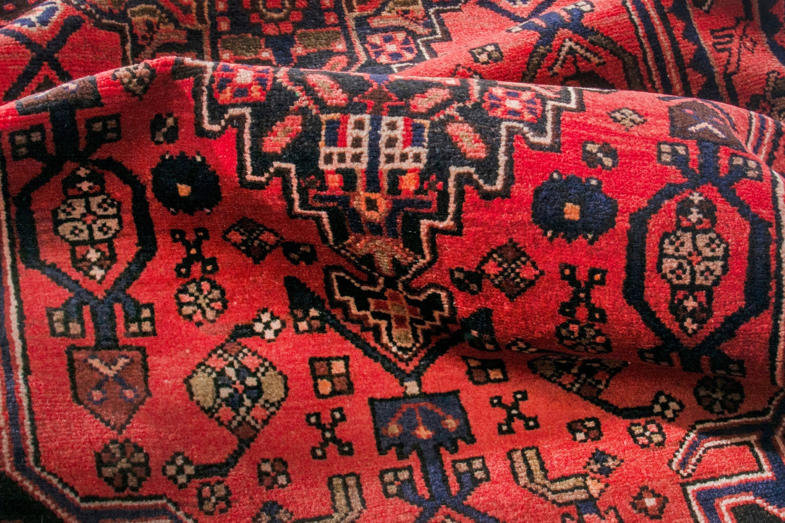 Persian Zanjan runner rug in deep red and burgundy, view 17 of 20