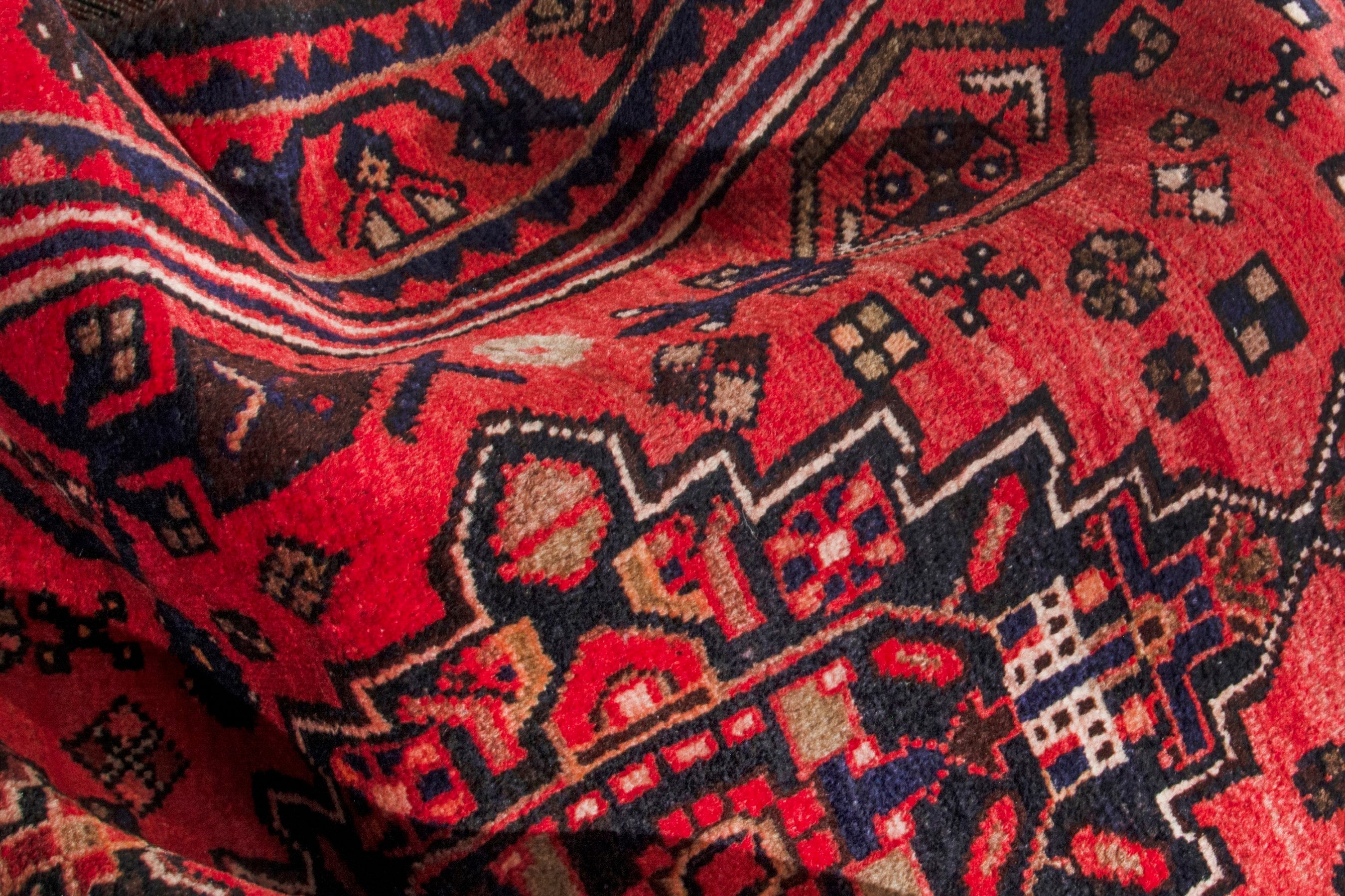 Persian Zanjan runner rug in deep red and burgundy, view 18 of 20