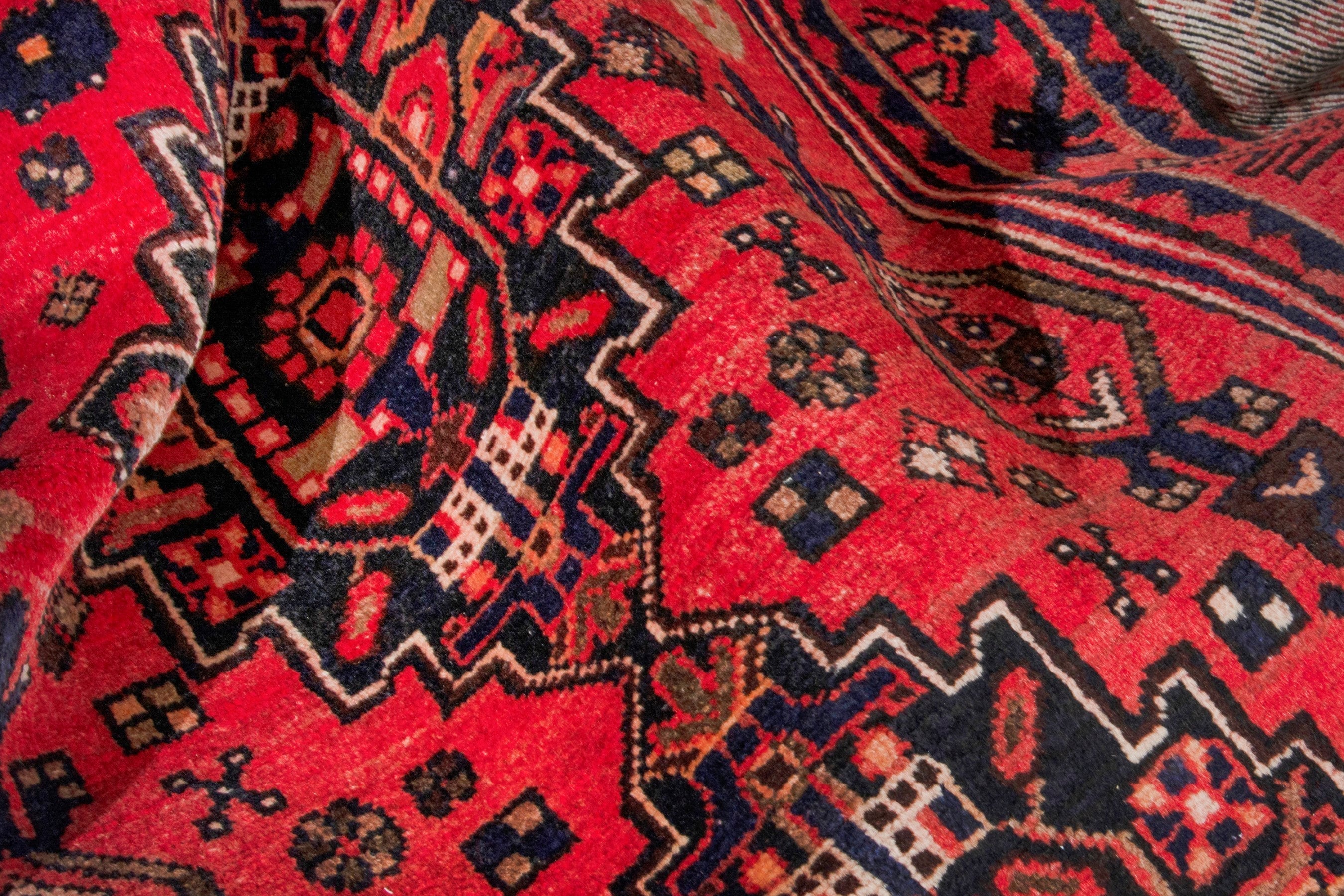 Persian Zanjan runner rug in deep red and burgundy, view 19 of 20