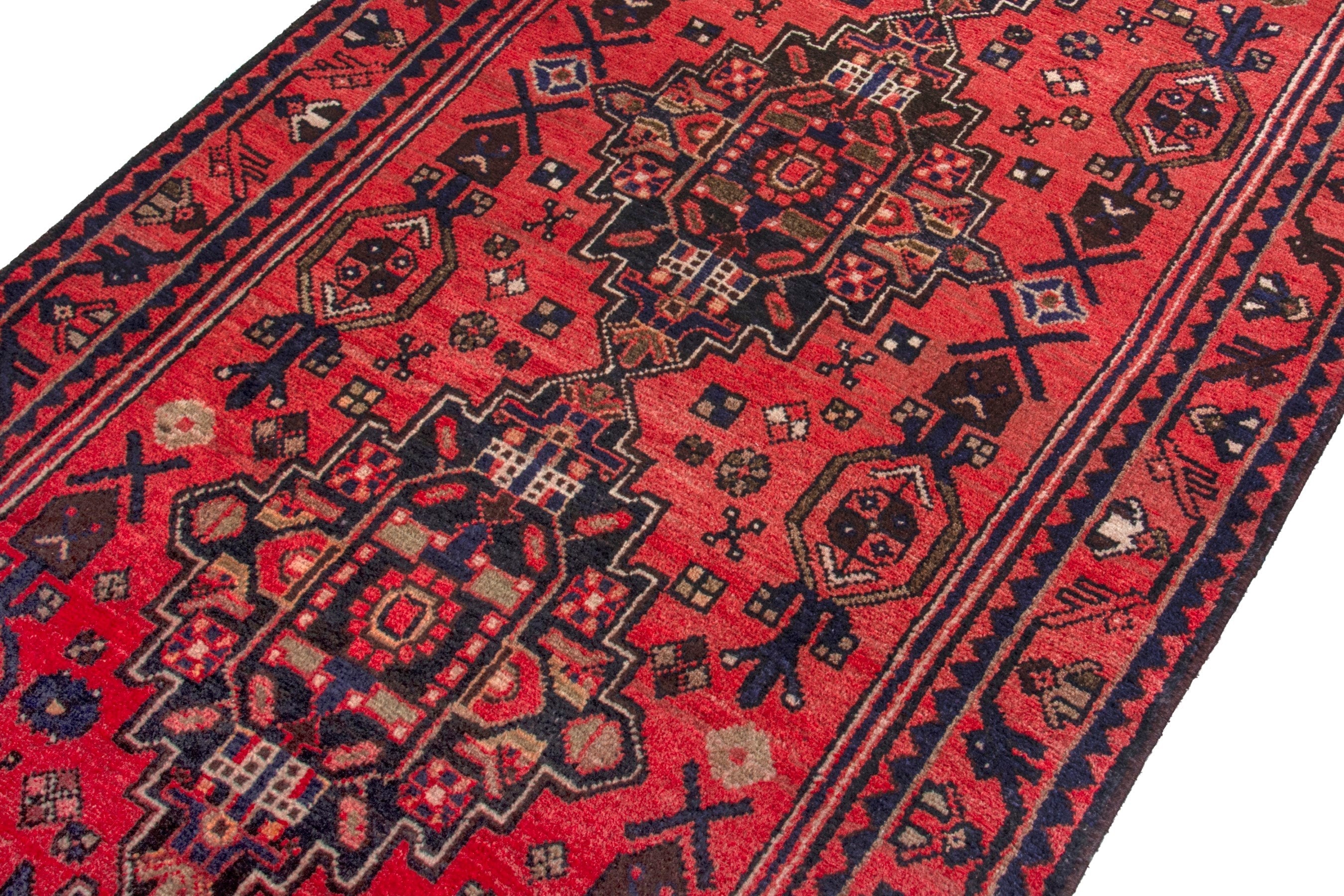 Persian Zanjan runner rug in deep red and burgundy, view 6 of 20