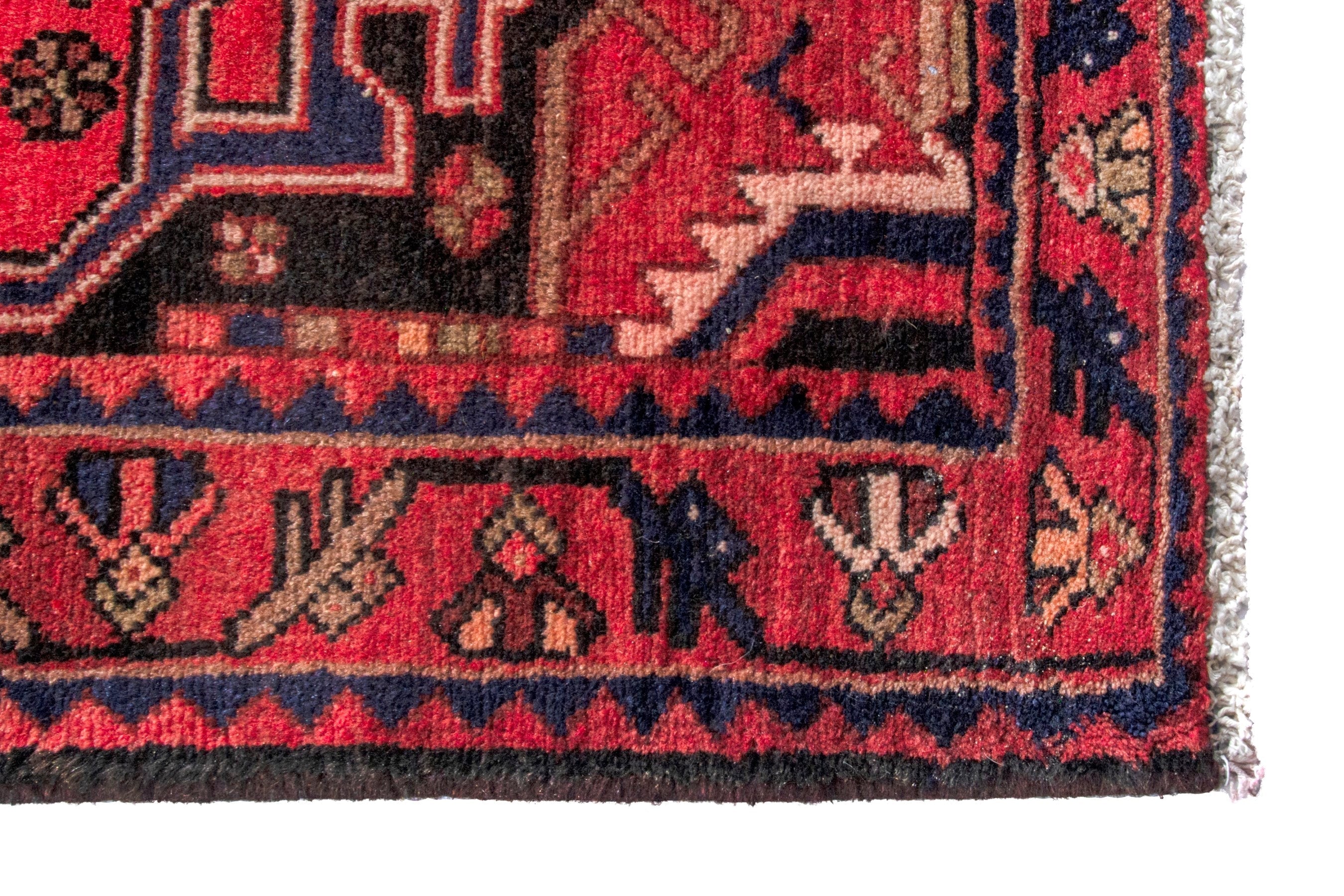 Persian Zanjan runner rug in deep red and burgundy, view 7 of 20