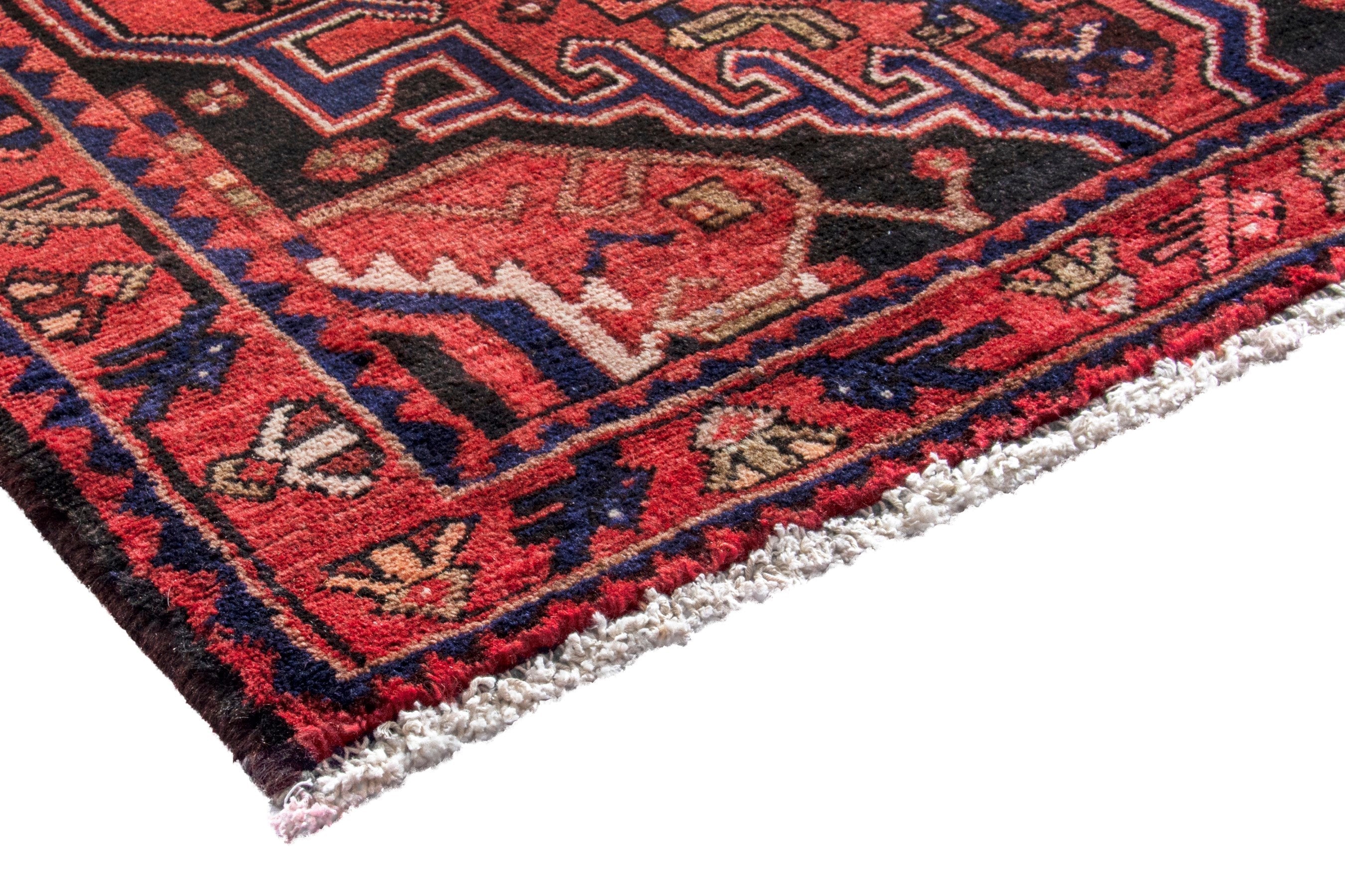 Persian Zanjan runner rug in deep red and burgundy, view 4 of 20
