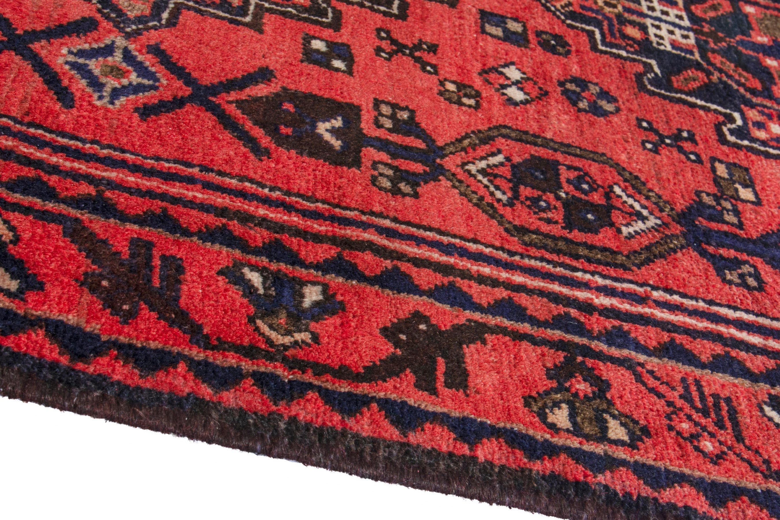 Persian Zanjan runner rug in deep red and burgundy, view 5 of 20
