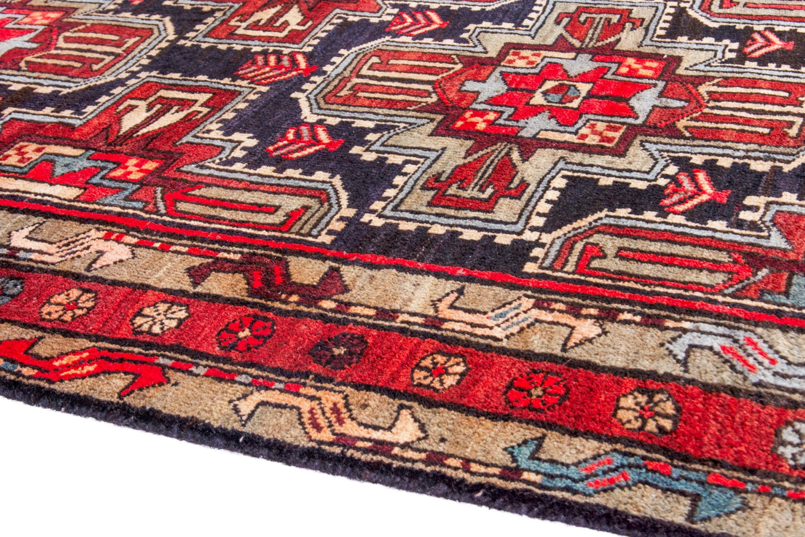 Persian Ardabil runner rug in deep red and black cherry, view 10 of 22