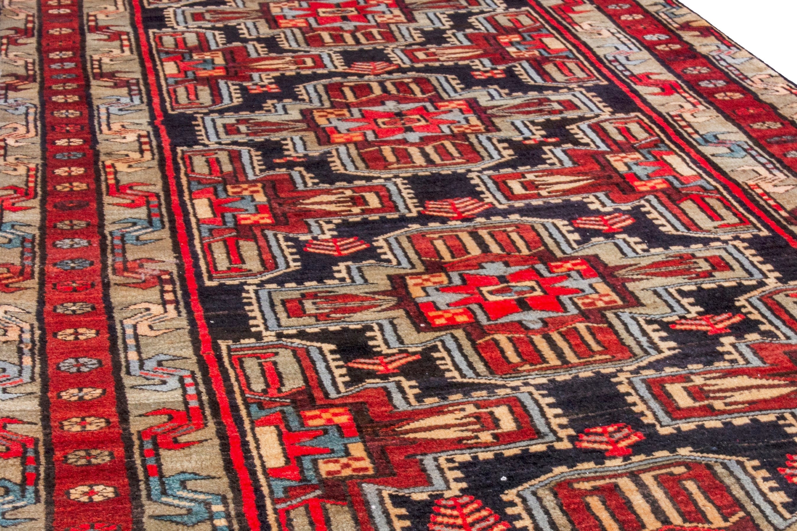 Persian Ardabil runner rug in deep red and black cherry, view 11 of 22