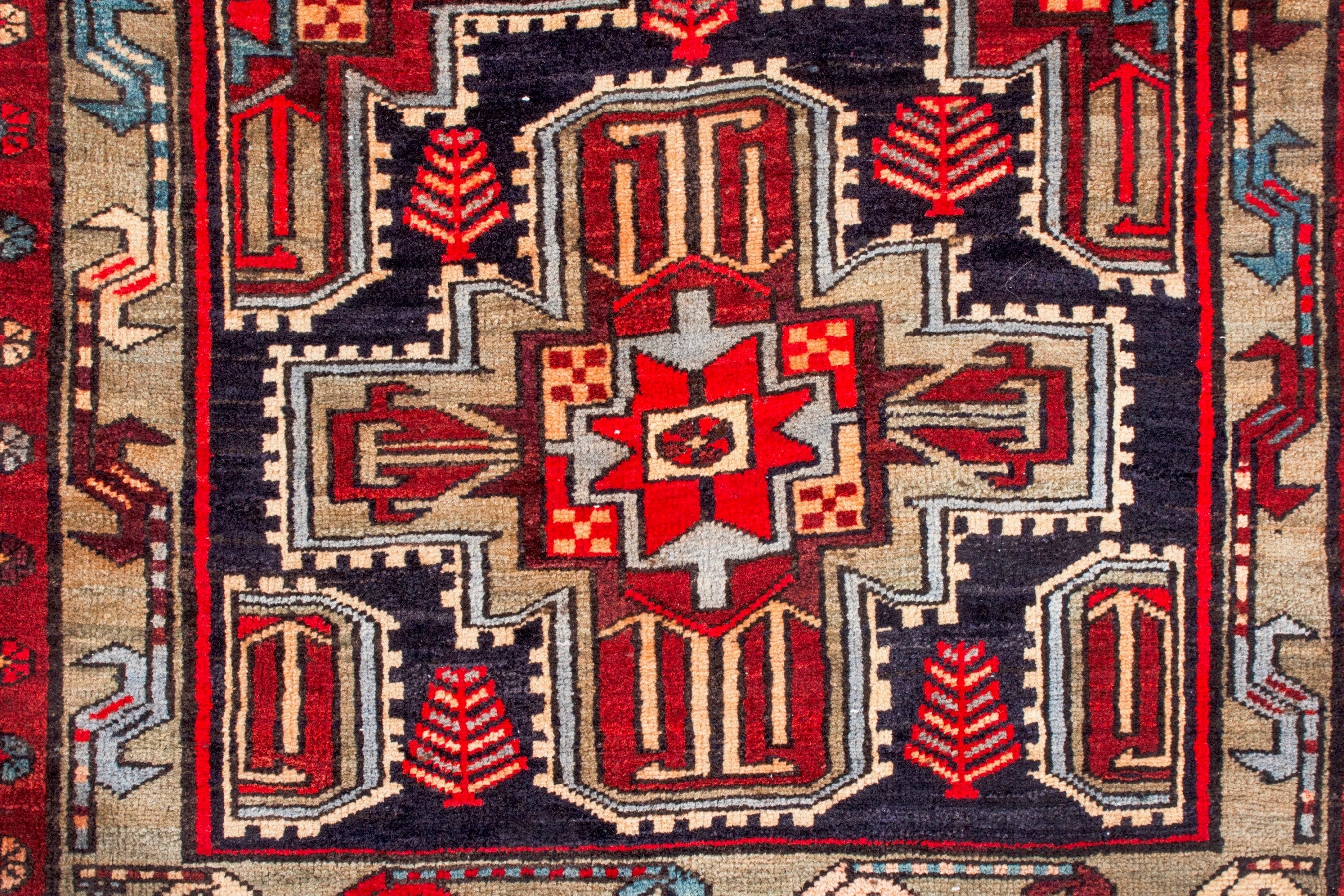 Persian Ardabil runner rug in deep red and black cherry, view 12 of 22