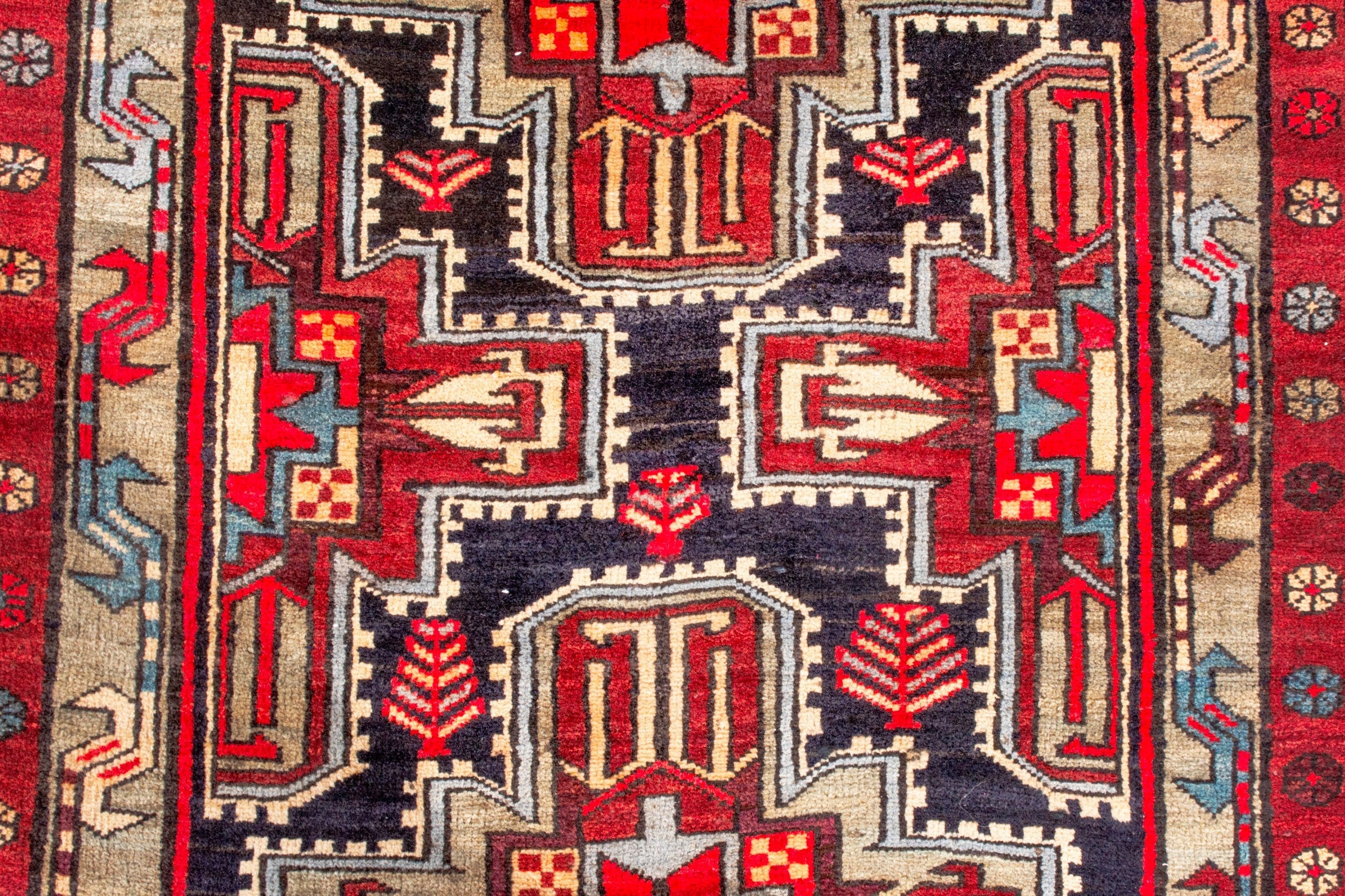 Persian Ardabil runner rug in deep red and black cherry, view 13 of 22