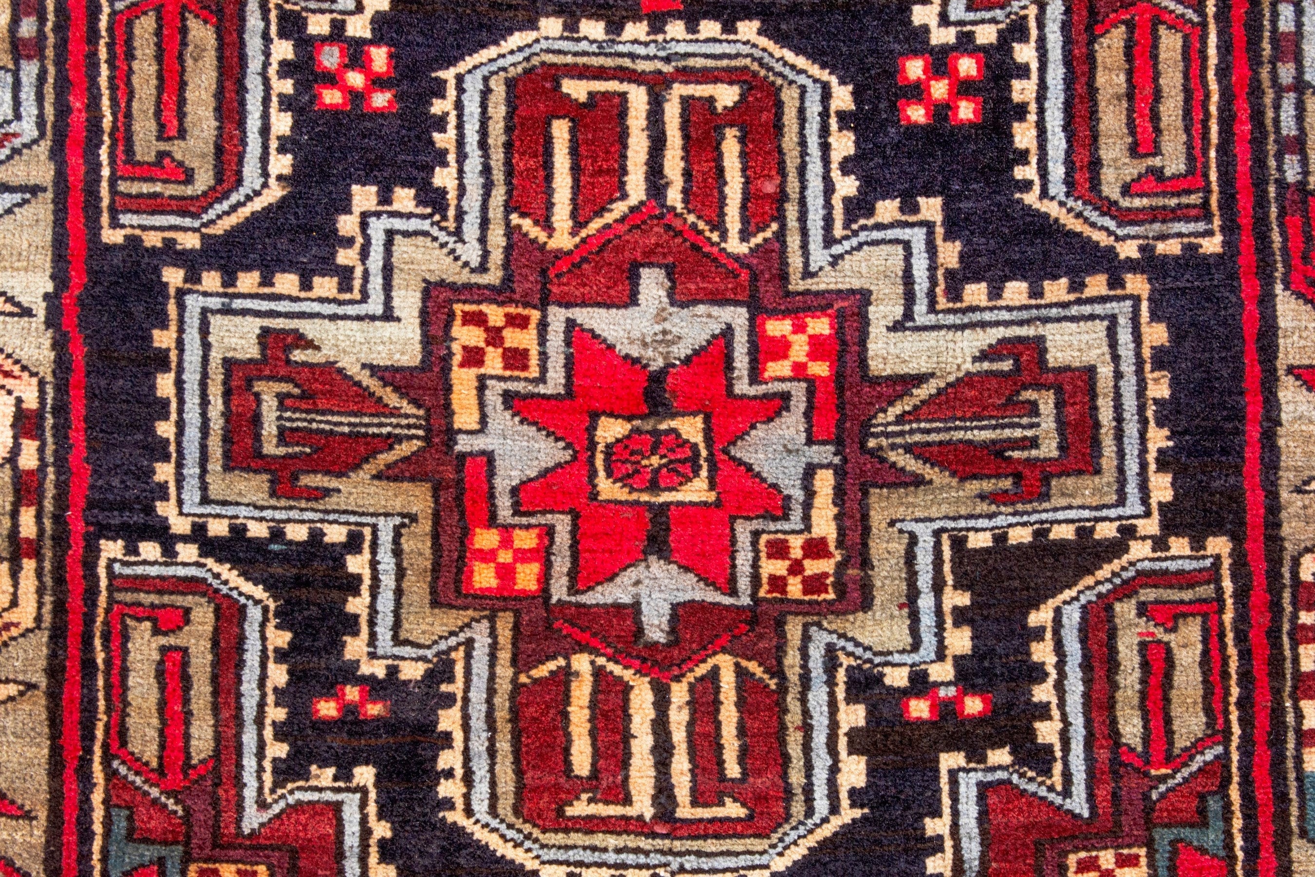 Persian Ardabil runner rug in deep red and black cherry, view 14 of 22