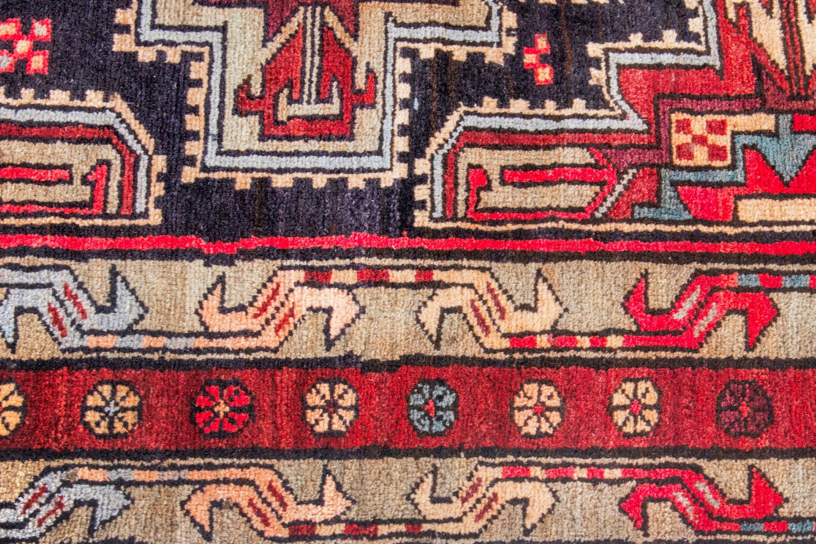 Persian Ardabil runner rug in deep red and black cherry, view 16 of 22