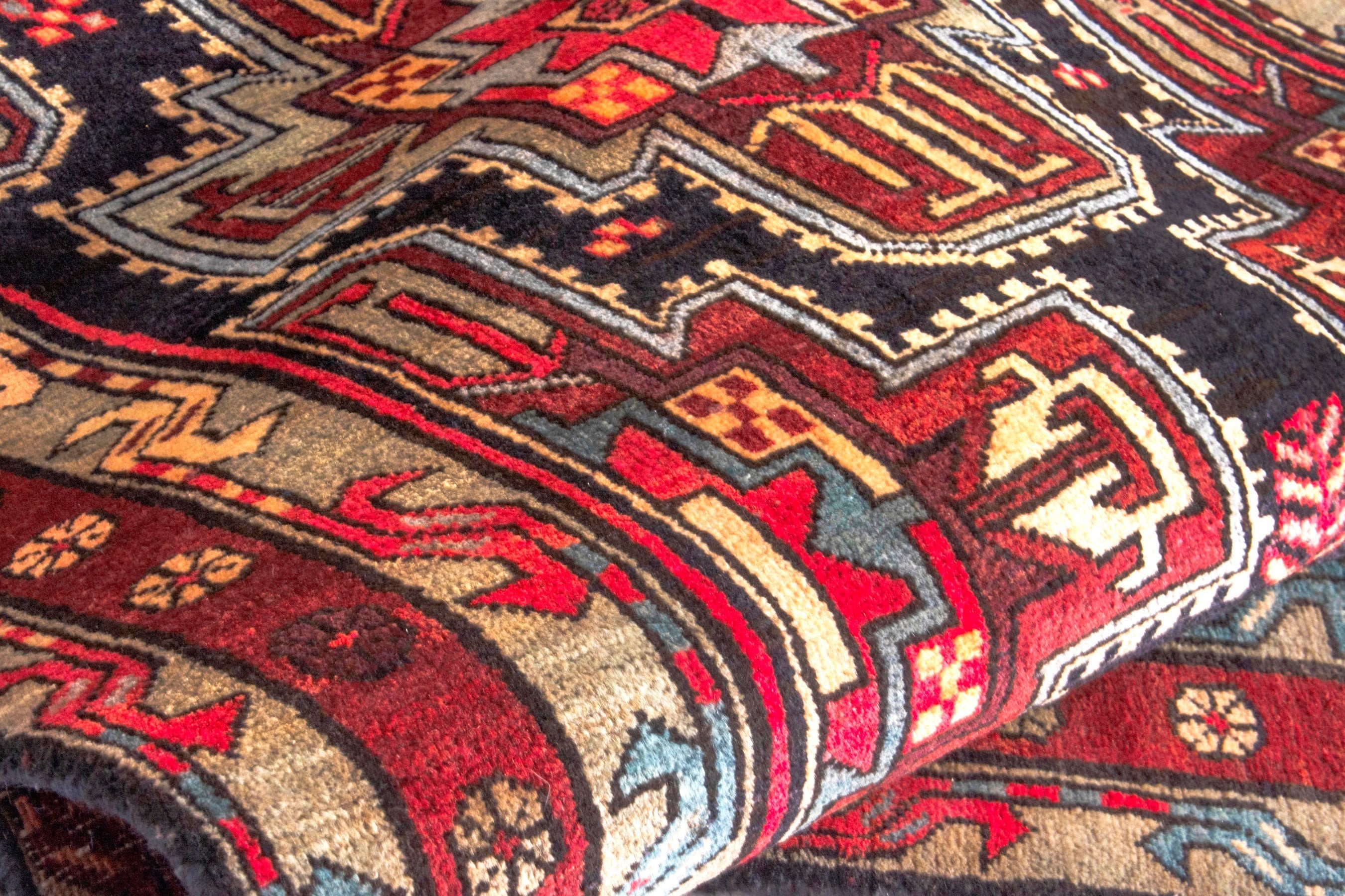 Persian Ardabil runner rug in deep red and black cherry, view 18 of 22