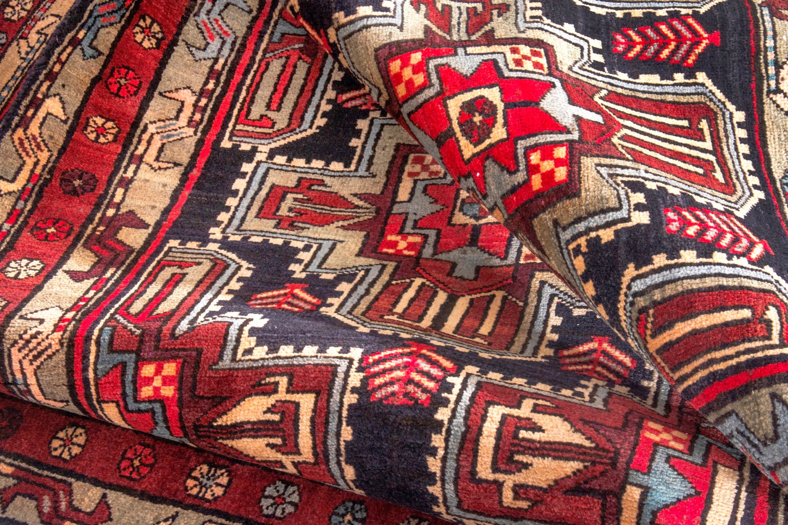 Persian Ardabil runner rug in deep red and black cherry, view 19 of 22