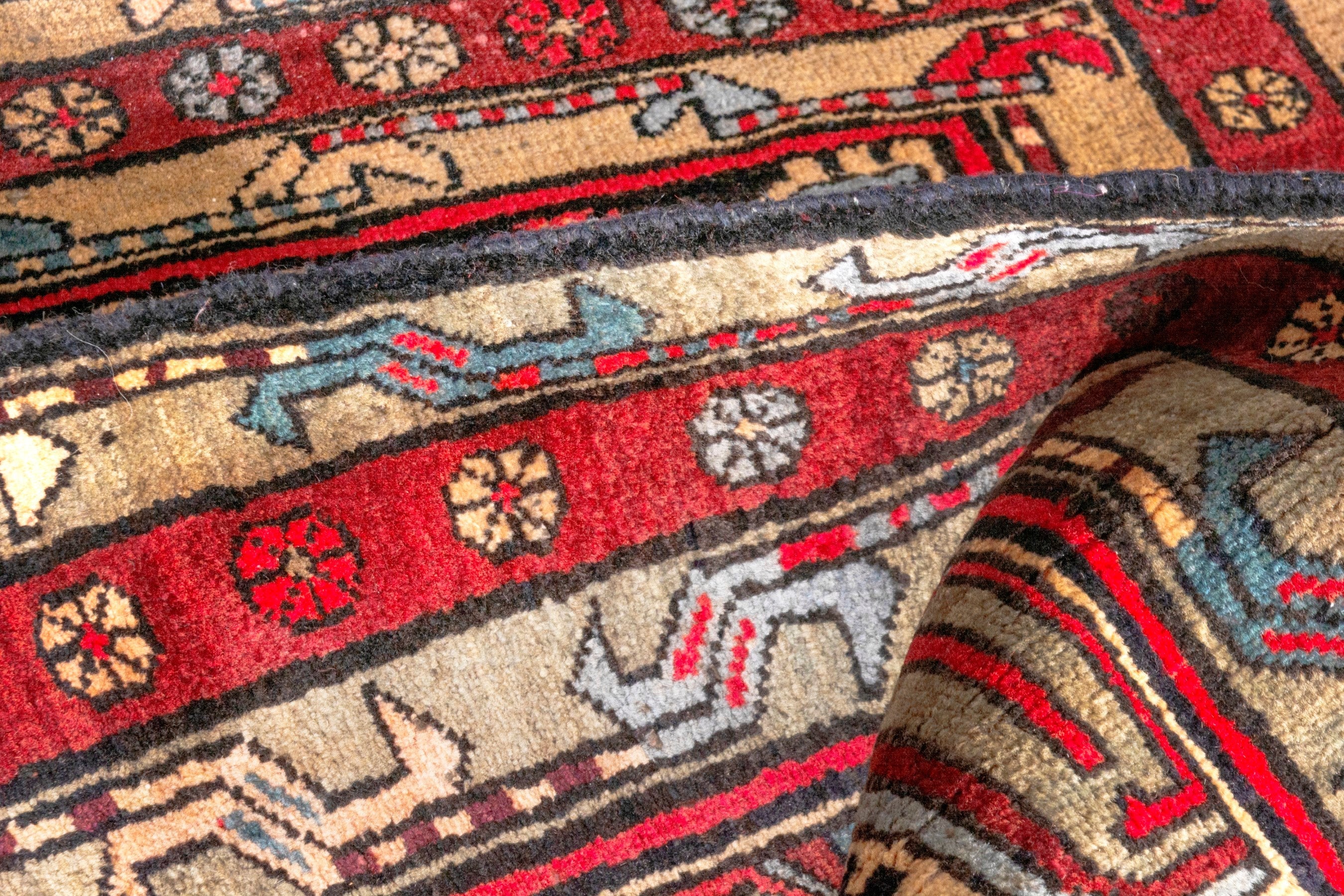 Persian Ardabil runner rug in deep red and black cherry, view 21 of 22