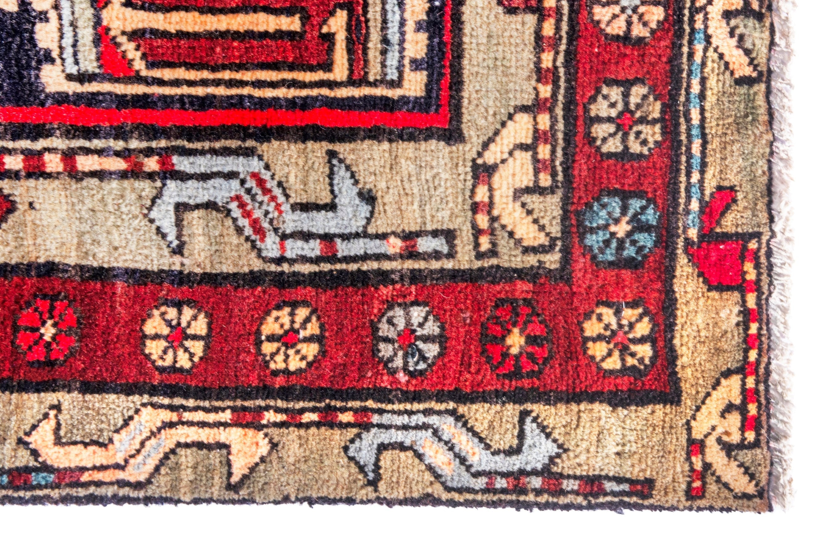 Persian Ardabil runner rug in deep red and black cherry, view 6 of 22