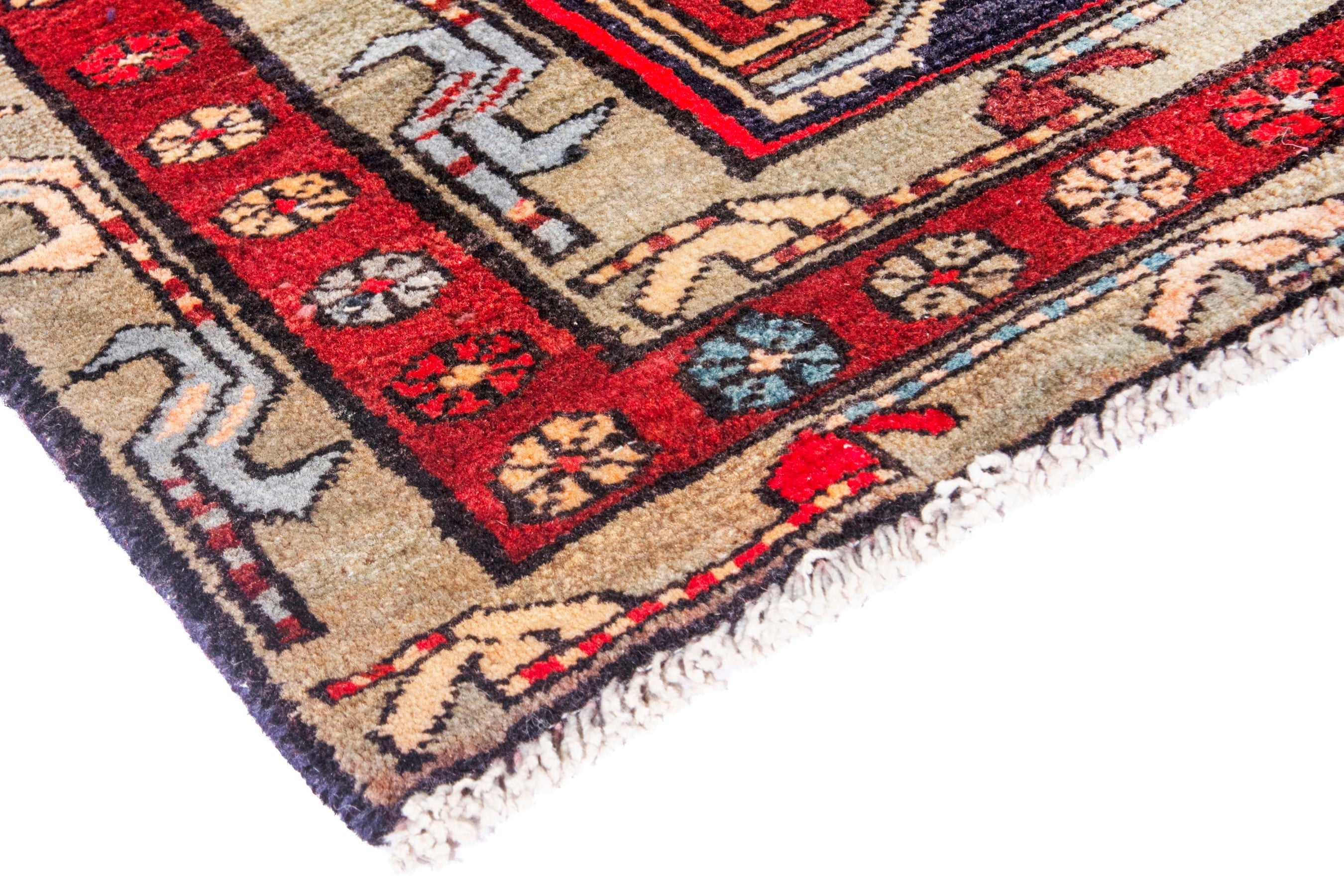 Persian Ardabil runner rug in deep red and black cherry, view 4 of 22