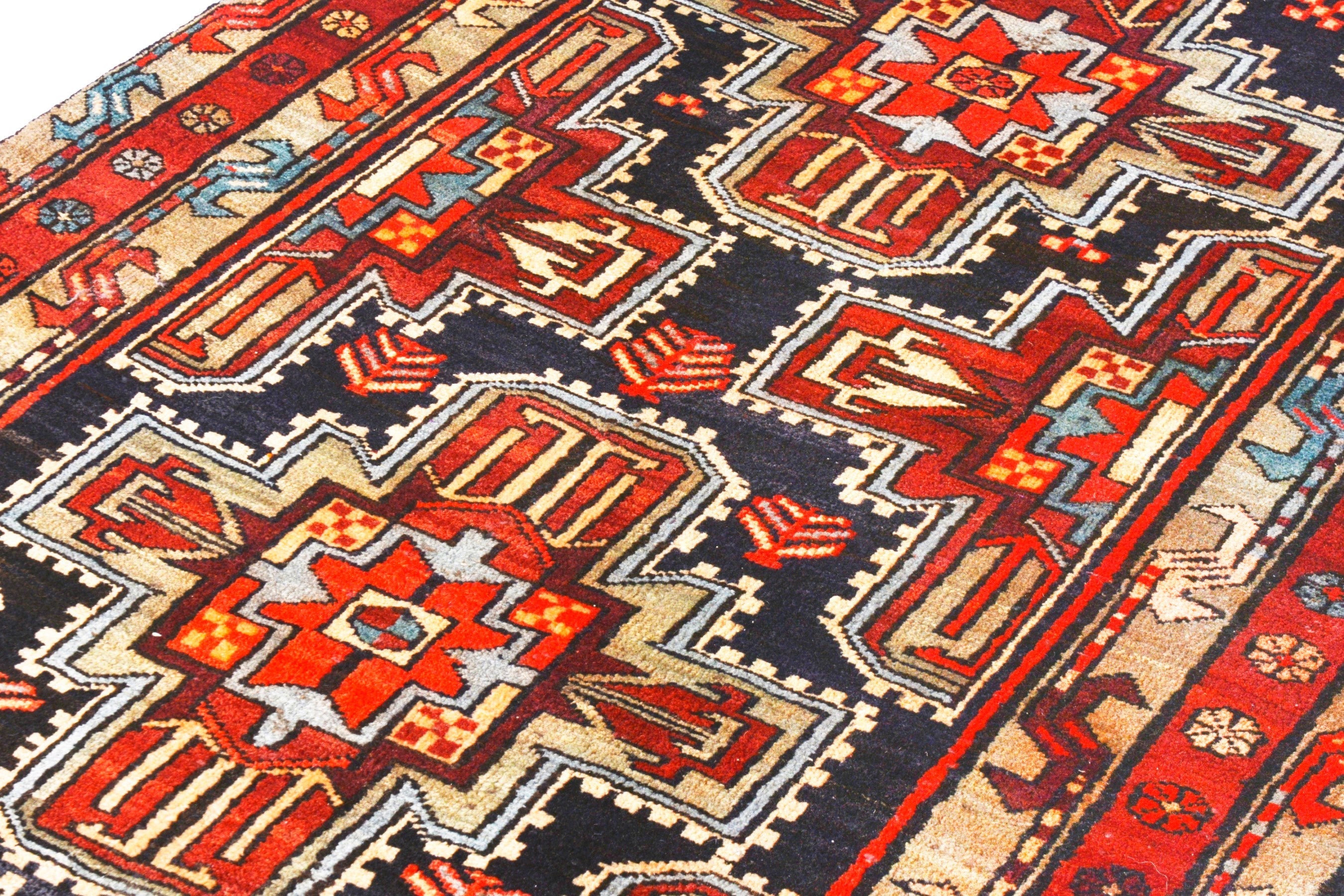Persian Ardabil runner rug in deep red and black cherry, view 8 of 22