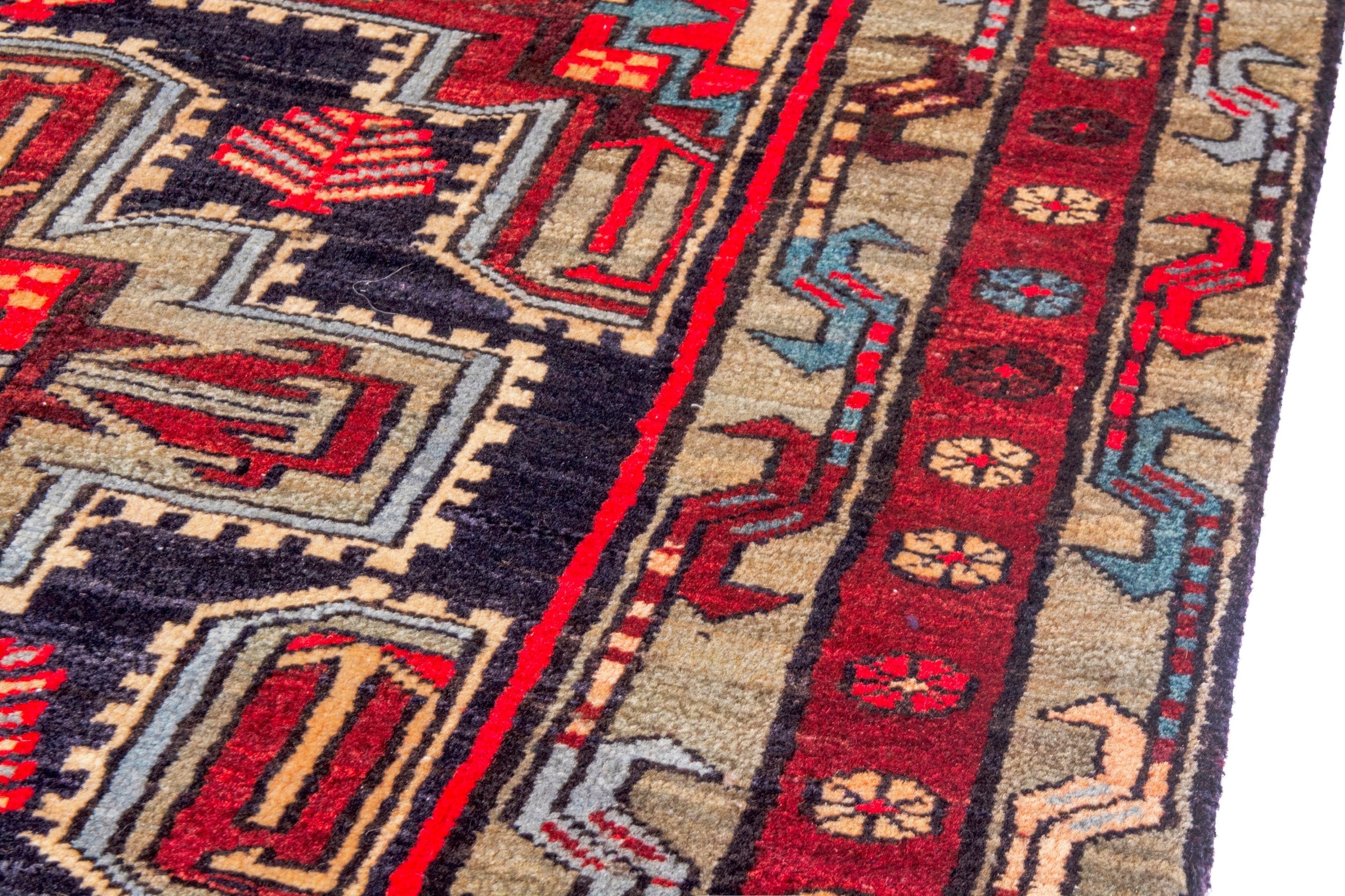Persian Ardabil runner rug in deep red and black cherry, view 7 of 22