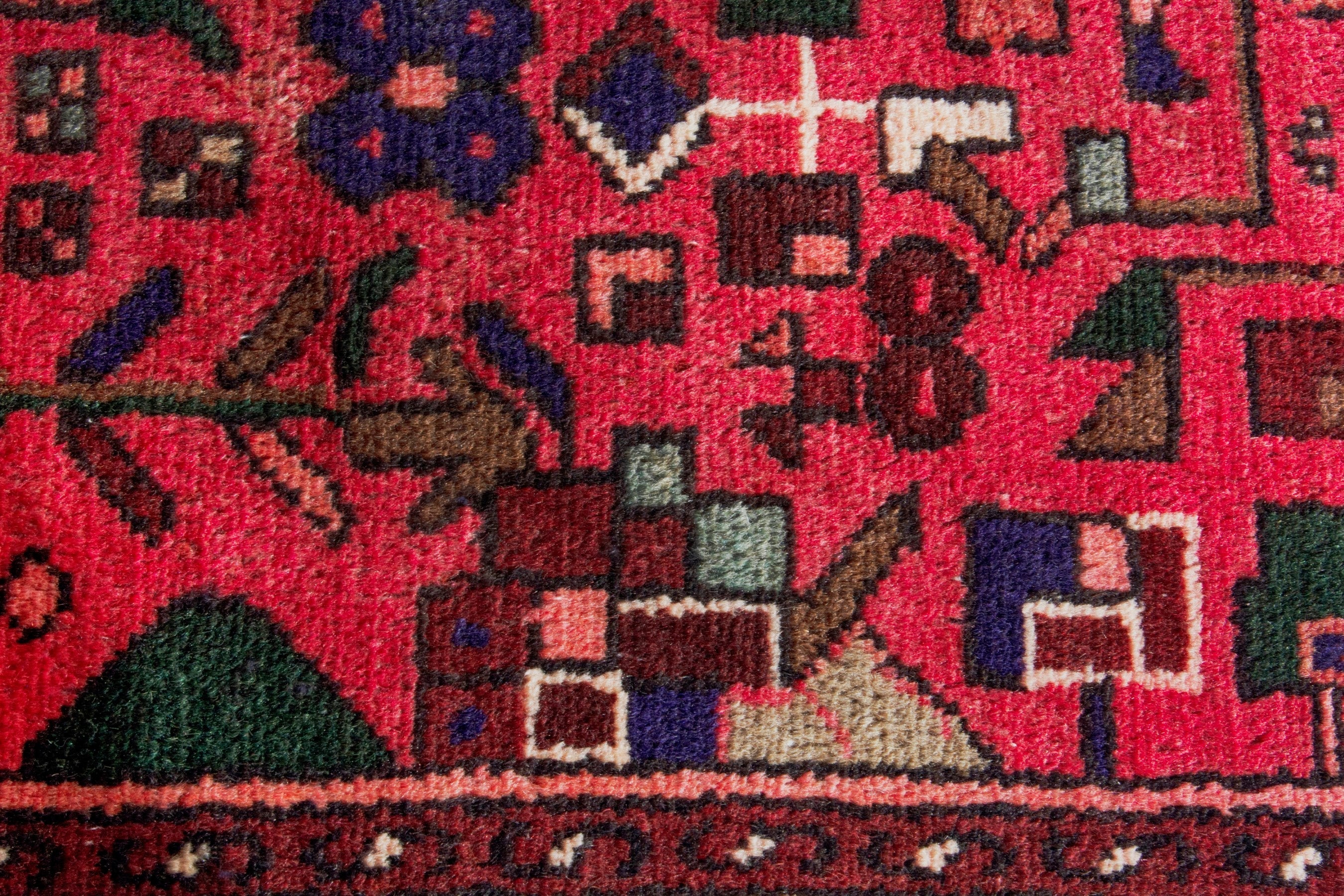 Persian Zanjan runner rug in deep red and cream, view 11 of 20