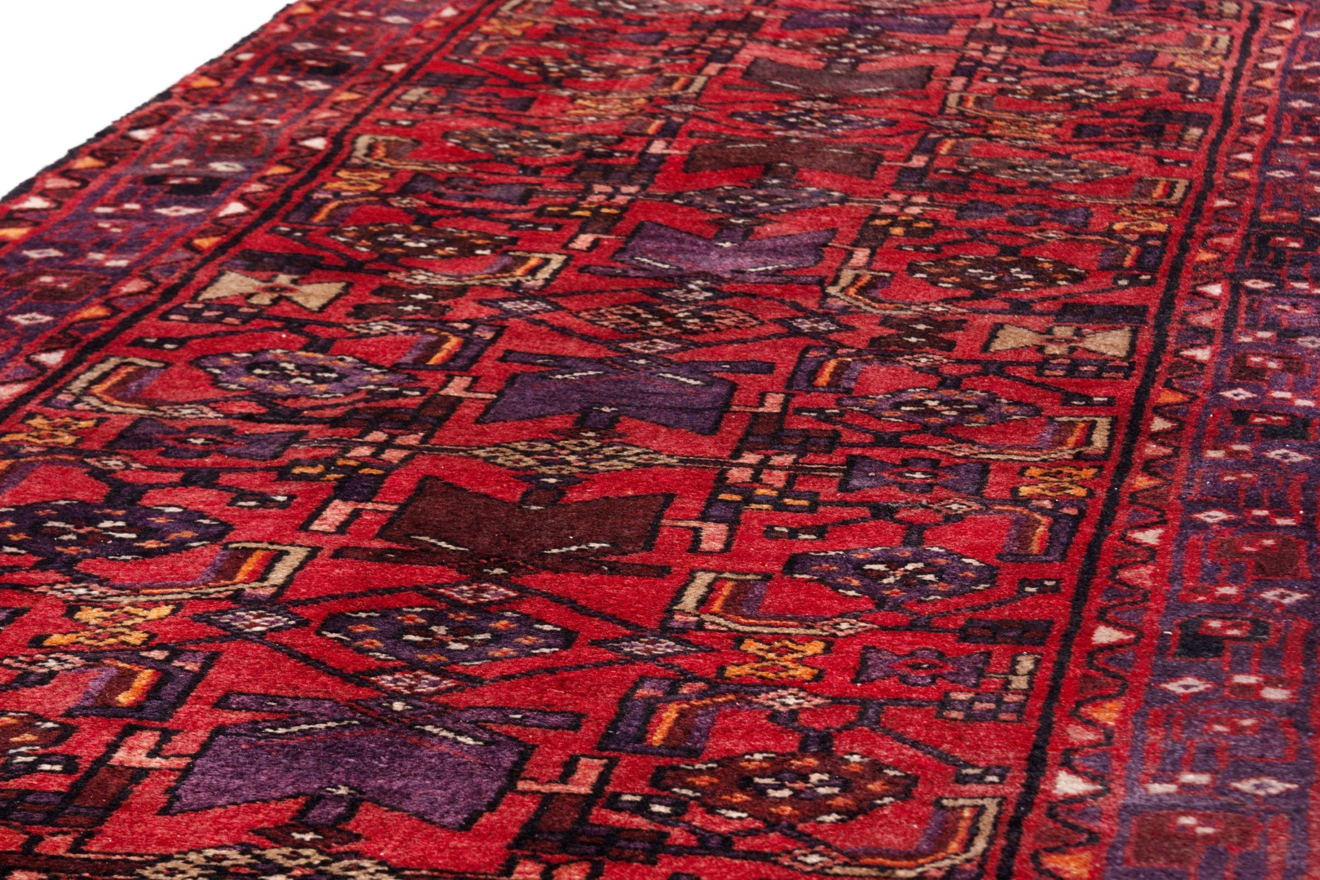 Persian Hamedan runner rug in deep red and burgundy, view 10 of 19