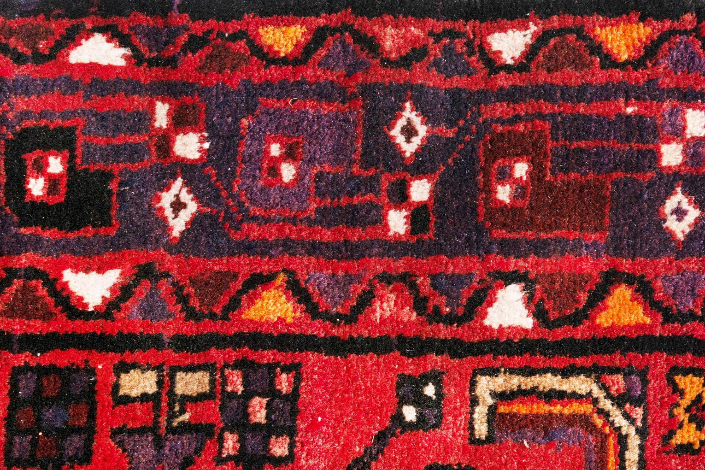 Persian Hamedan runner rug in deep red and burgundy, view 14 of 19