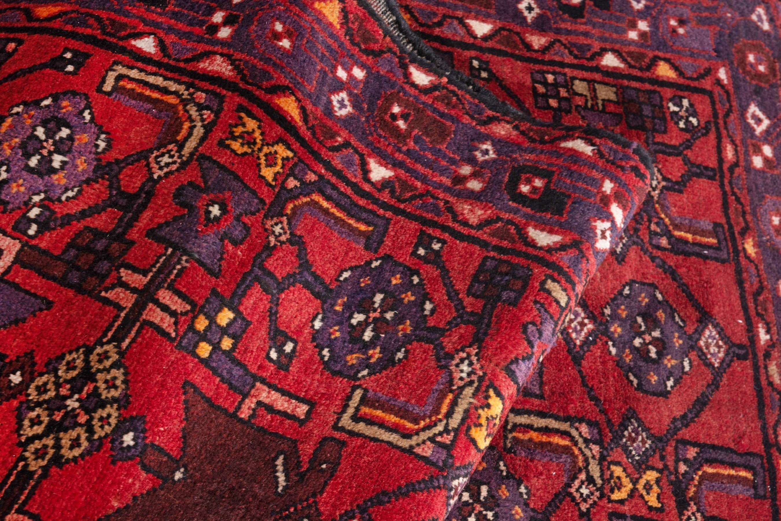 Persian Hamedan runner rug in deep red and burgundy, view 16 of 19