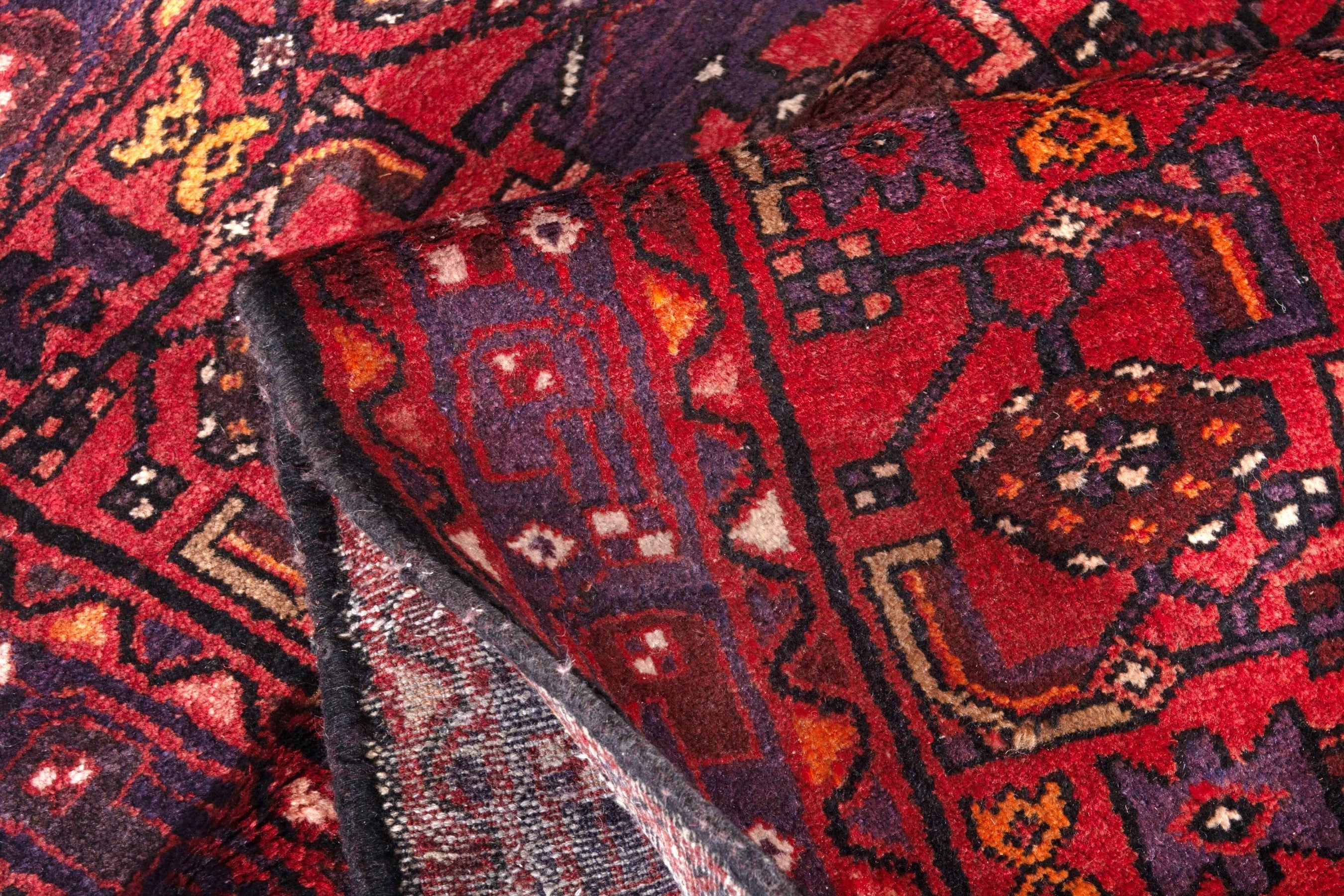 Persian Hamedan runner rug in deep red and burgundy, view 17 of 19