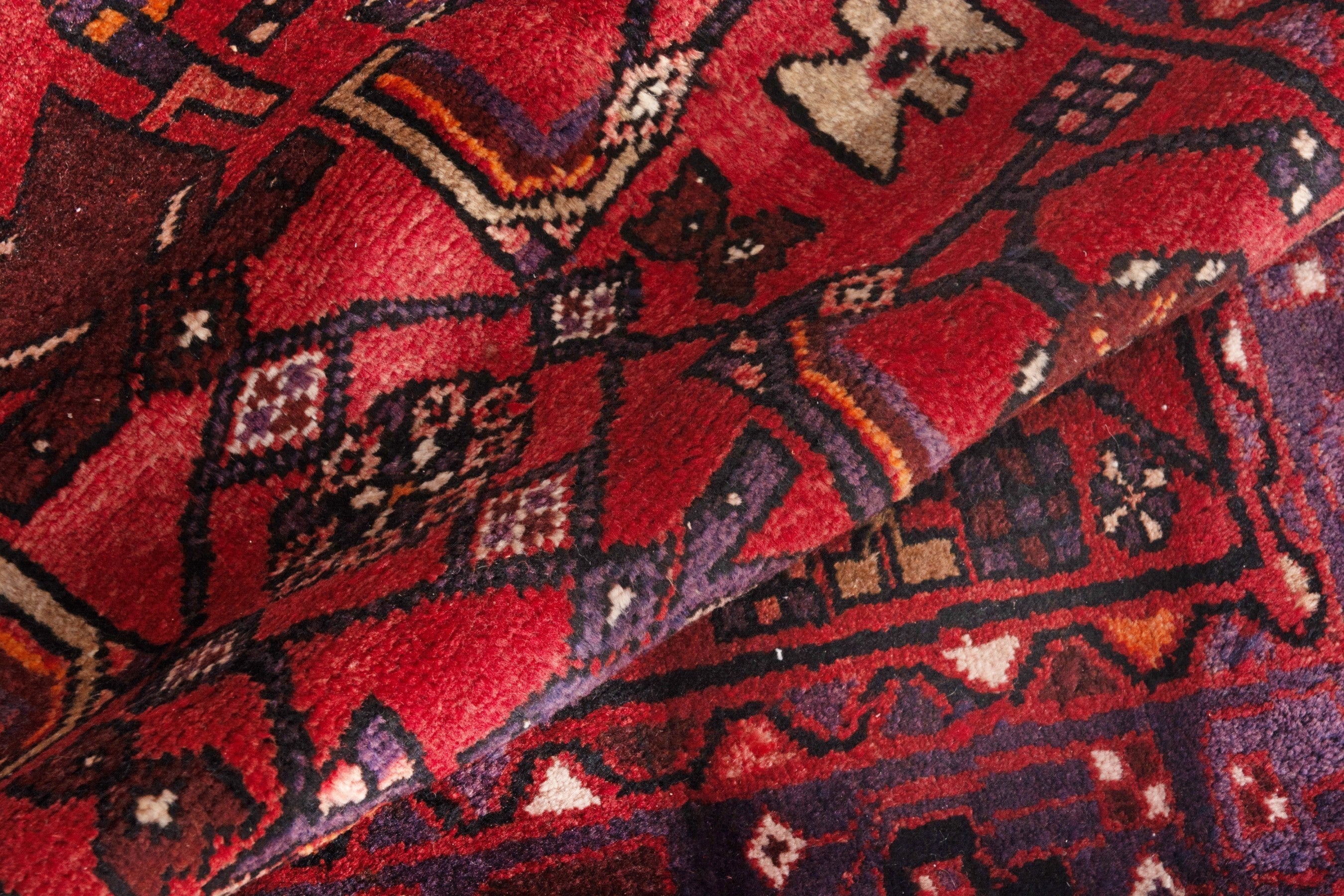 Persian Hamedan runner rug in deep red and burgundy, view 18 of 19